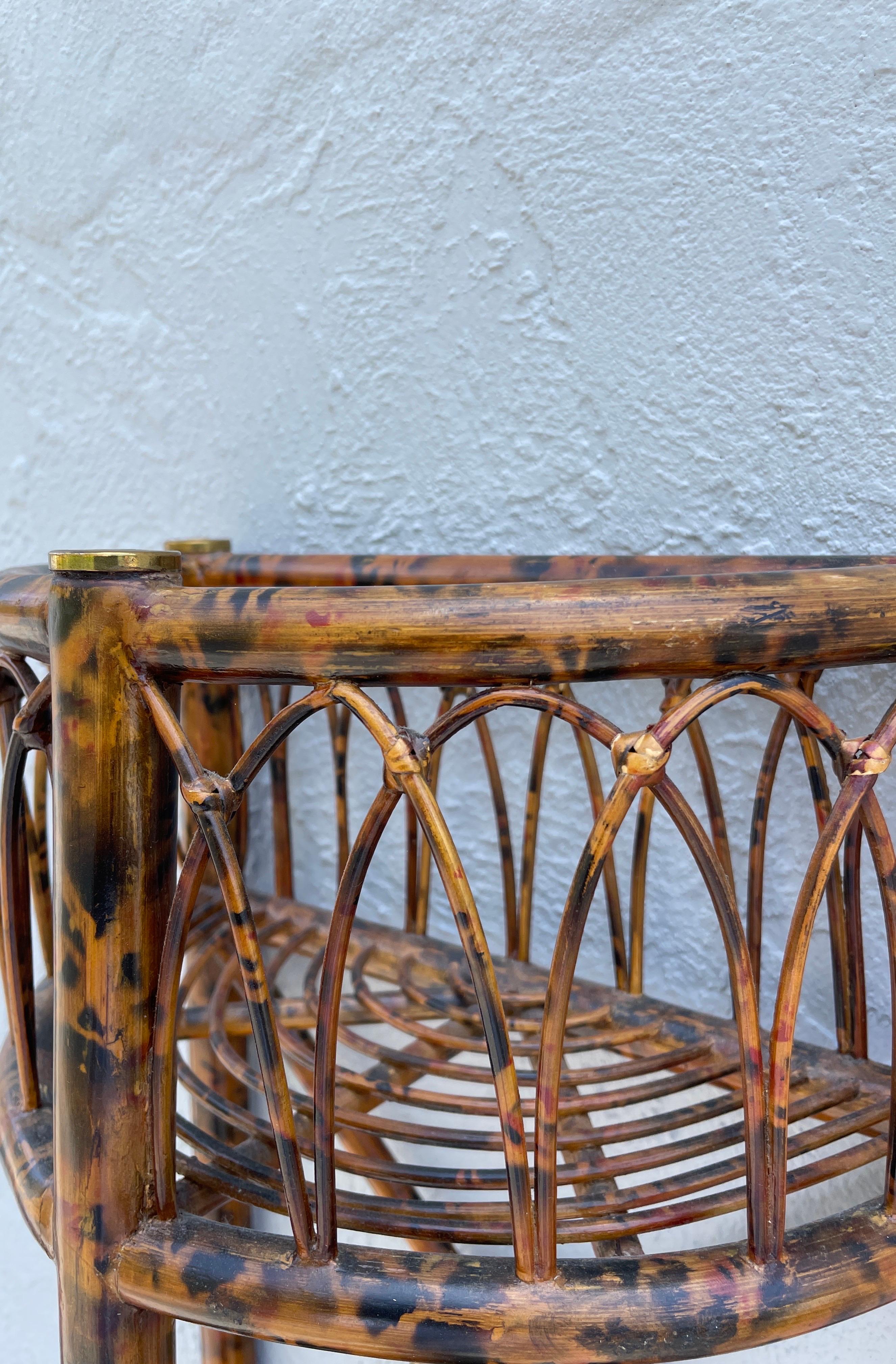 Burnt Bamboo Demi Lune Etagere with Three Shelves For Sale 4