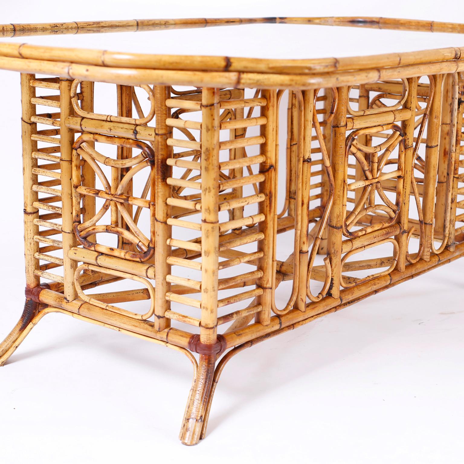 British Colonial Burnt Bamboo Dining Table