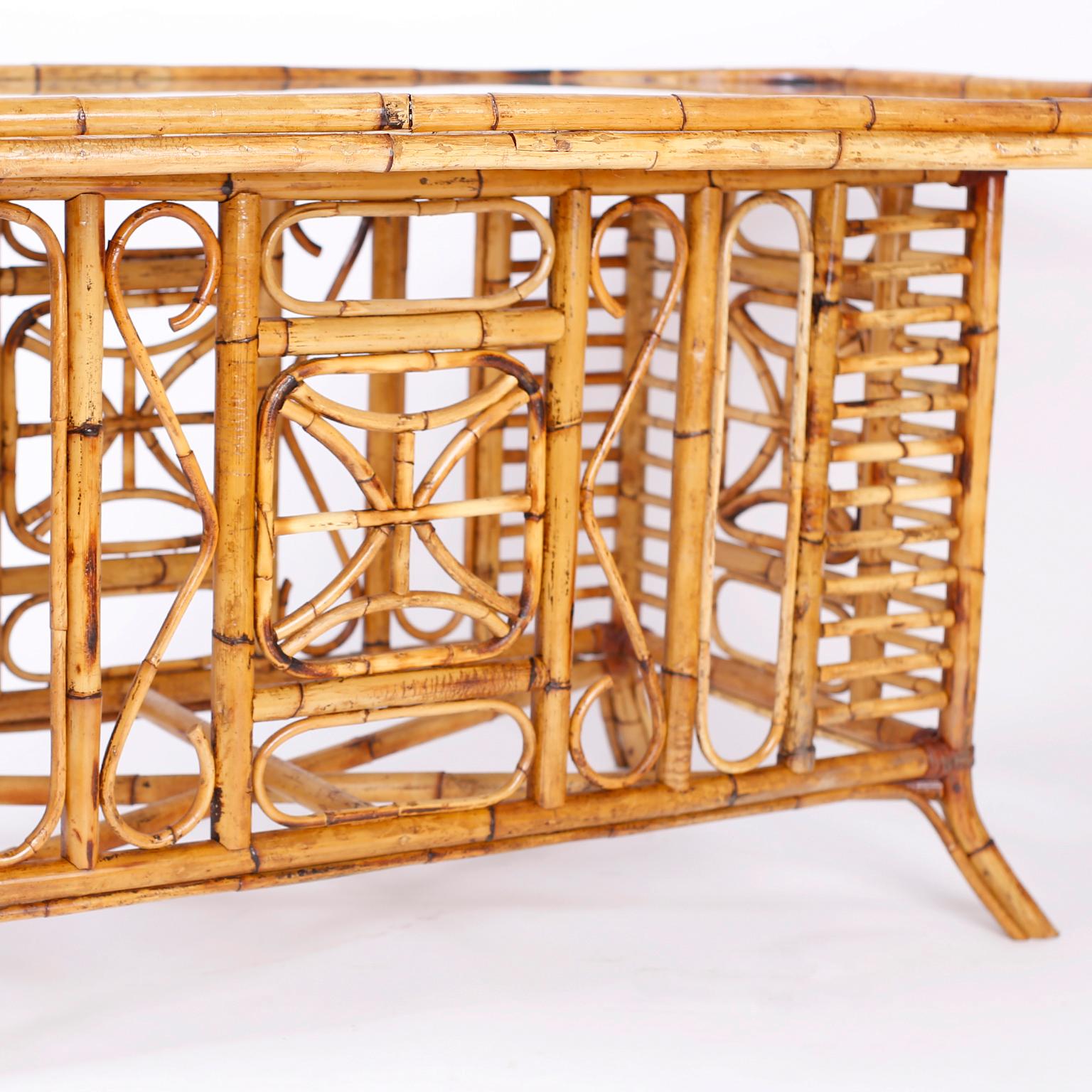 20th Century Burnt Bamboo Dining Table