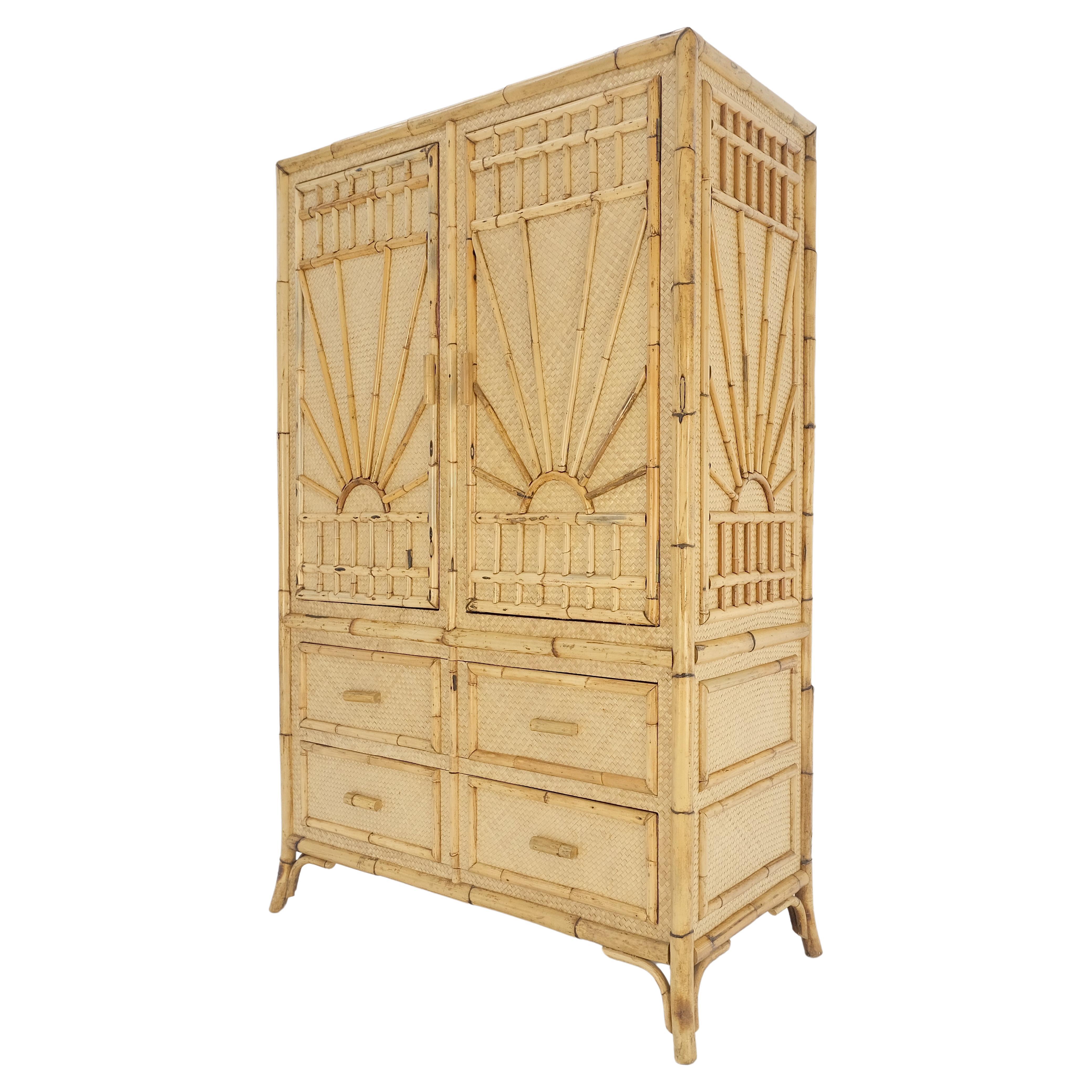 Armoire Chifforobe à deux portes en tissu de bambou brûlé Coffre d'homme Commode