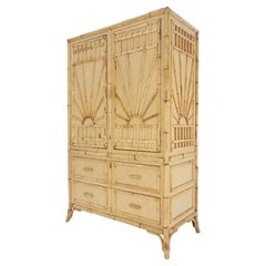 Armoire Chifforobe à deux portes en tissu de bambou brûlé Coffre d'homme Commode