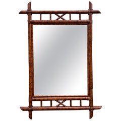 Vintage Burnt Bamboo Mirror
