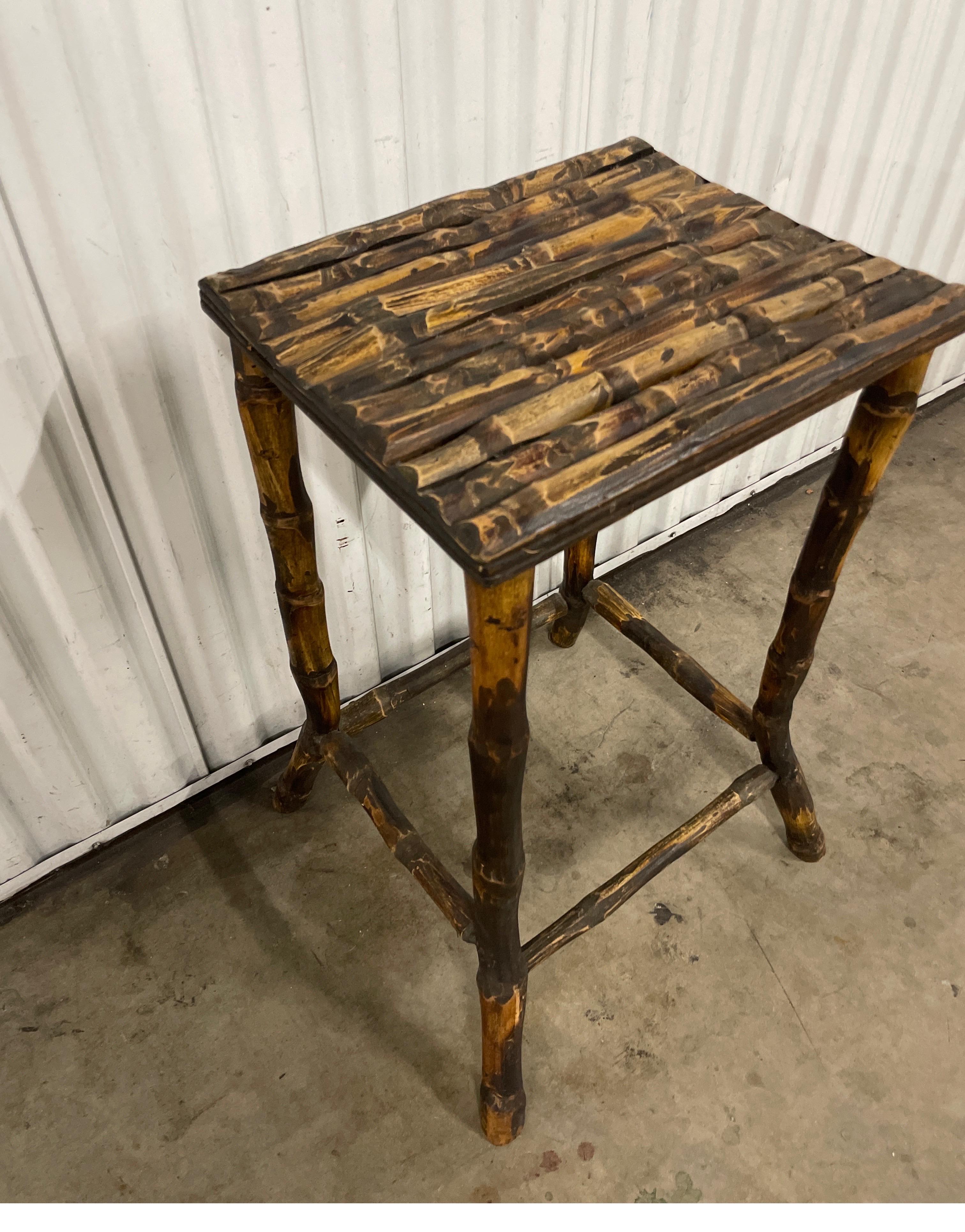 Burnt Bamboo Stand In Good Condition For Sale In West Palm Beach, FL