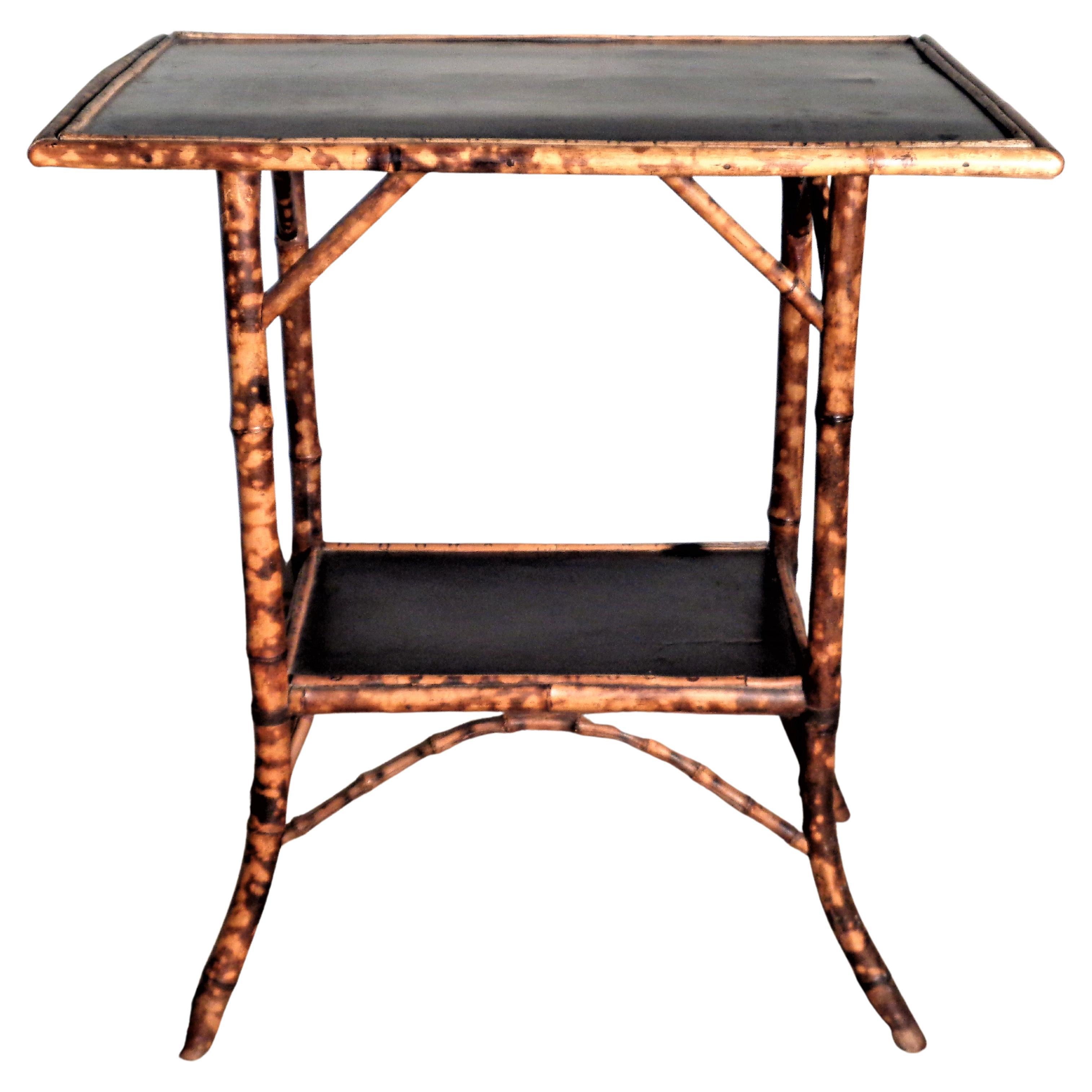 Burnt Bamboo Two Tier Japanned Table, Circa 1900