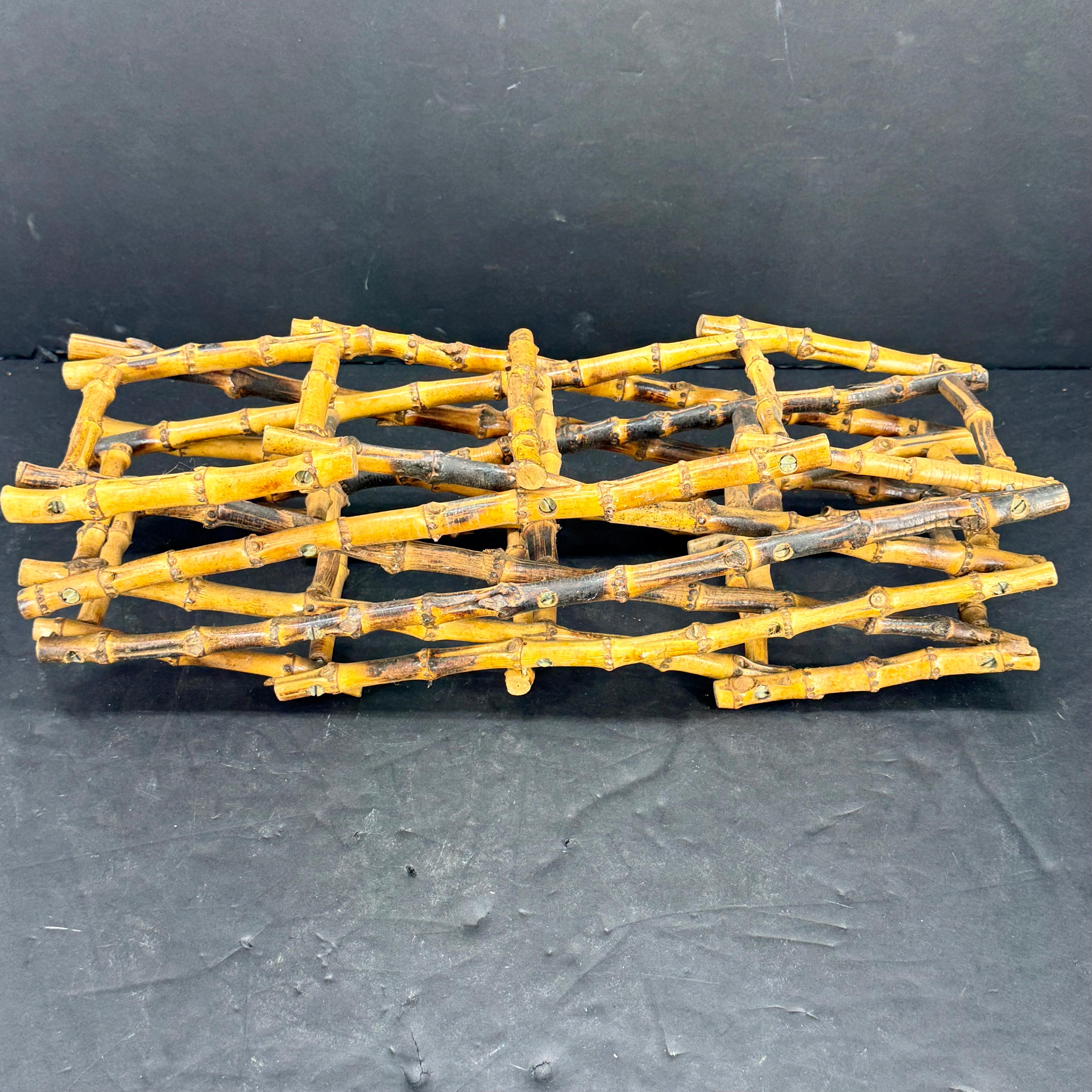 20th Century Burnt Bamboo Wine Bottle Rack Storage Display For Sale