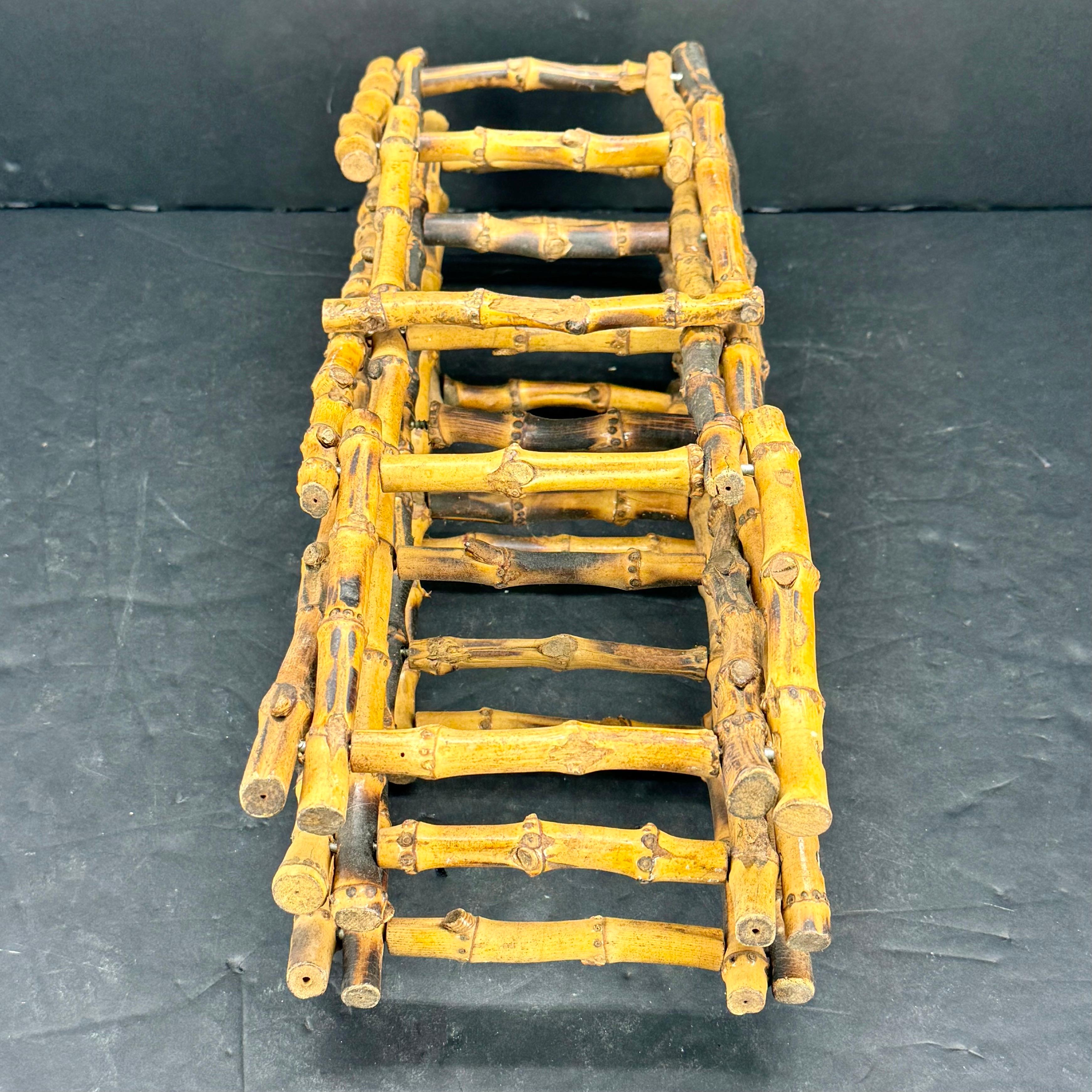 Burnt Bamboo Wine Bottle Rack Storage Display For Sale 1