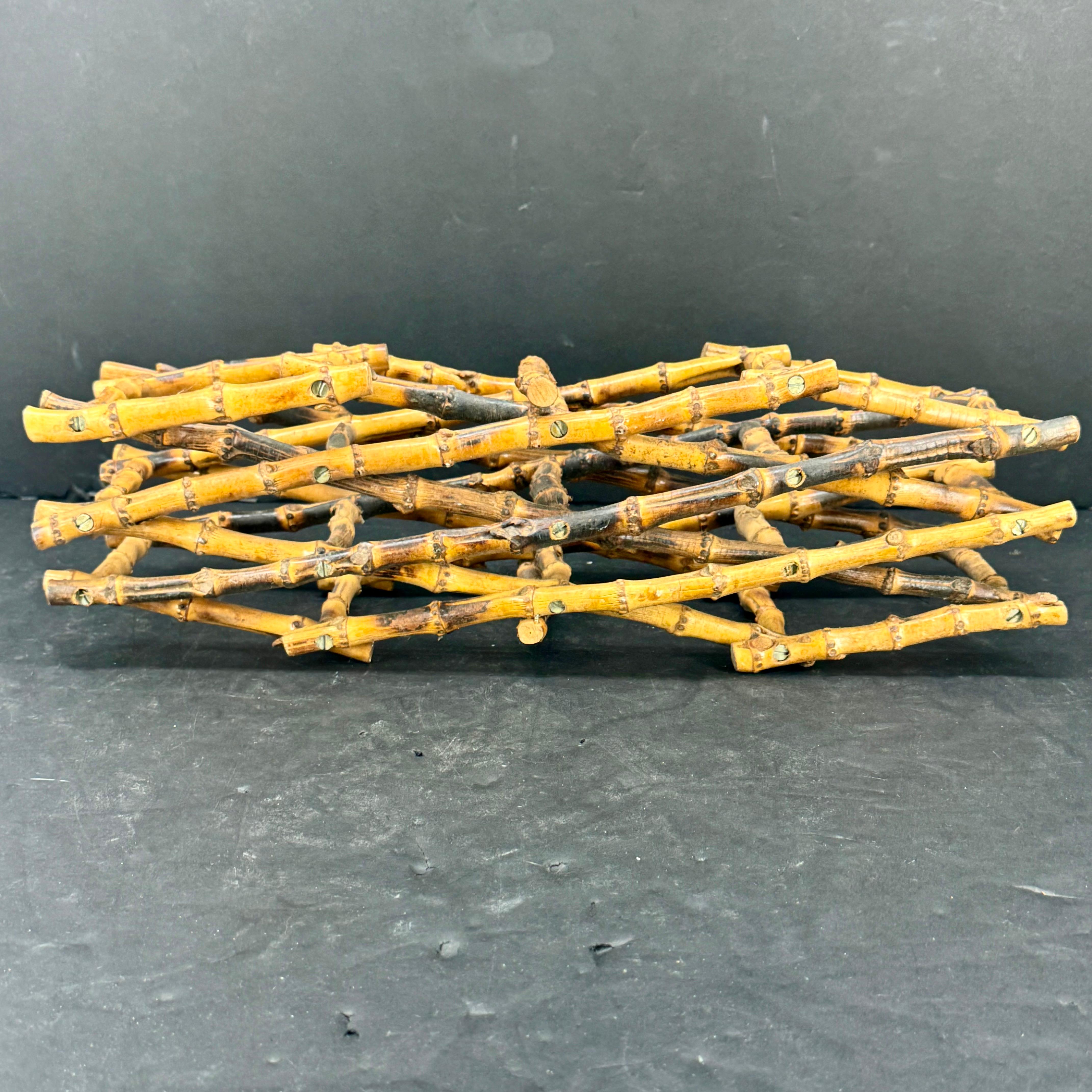 Burnt Bamboo Wine Bottle Rack Storage Display For Sale 2