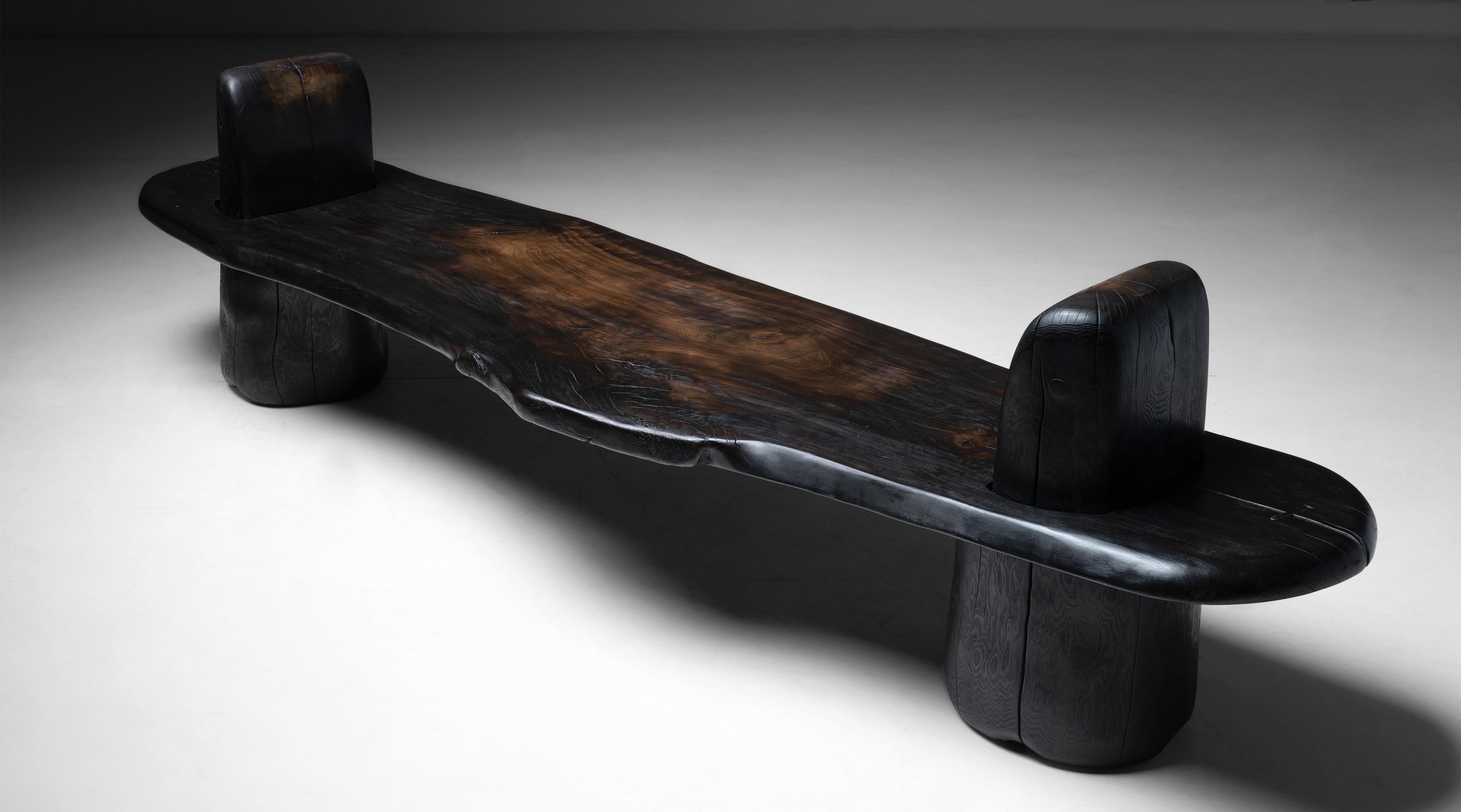 Contemporary Burnt Beech Bench Made in Wales