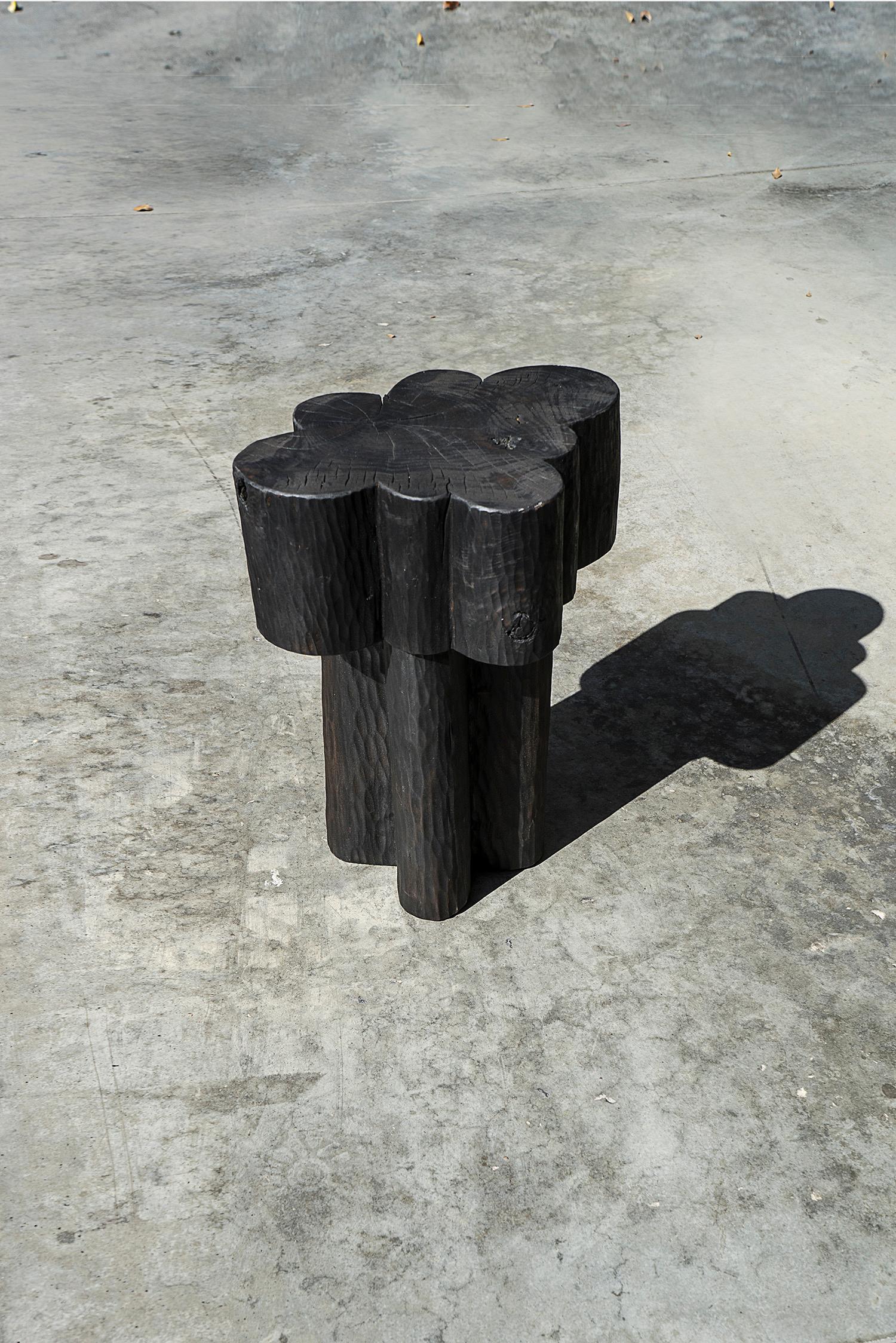 Contemporary Burnt Black E Tables / Stools by Touch With Eyes For Sale