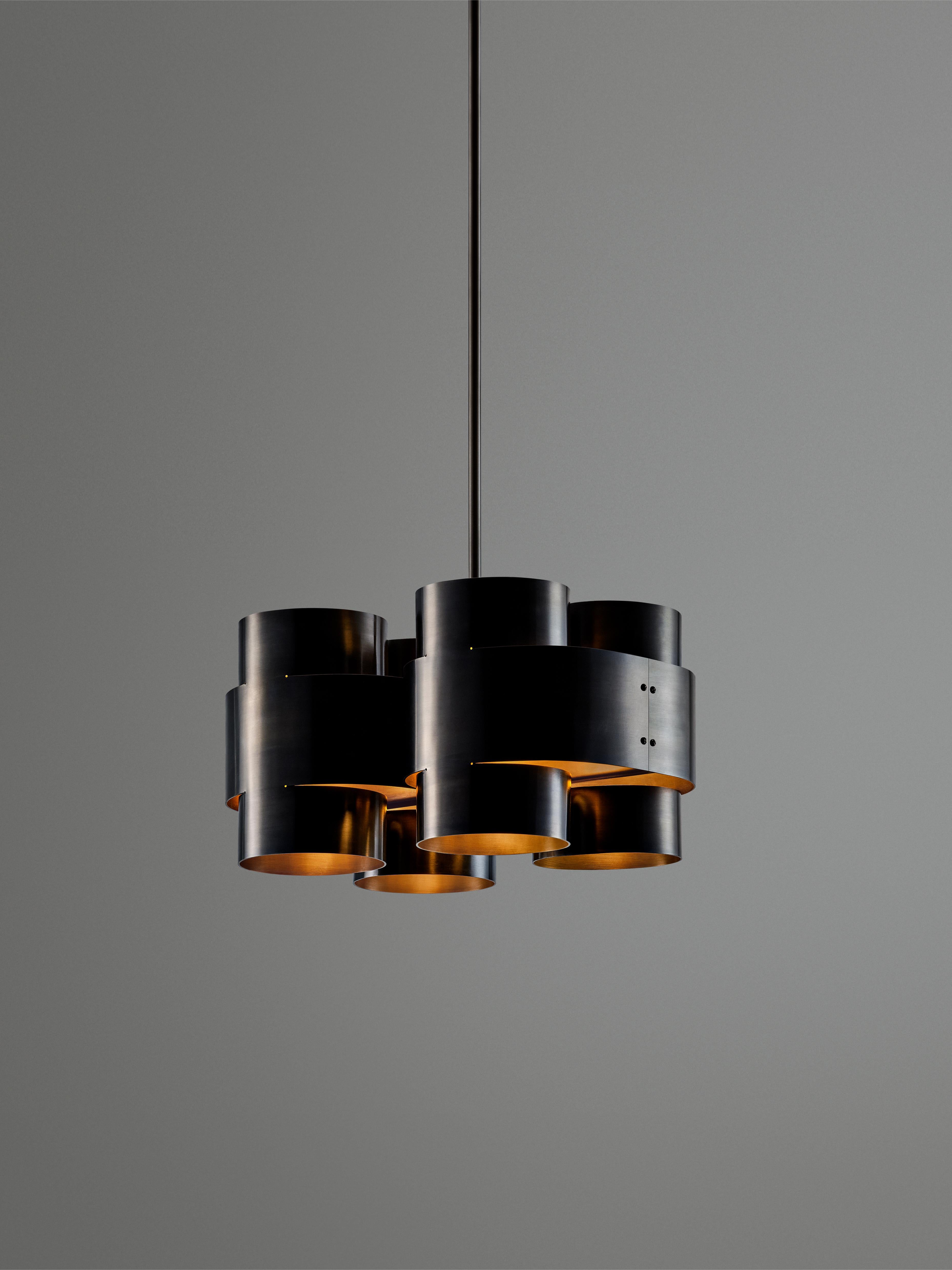 Ottone Lampadario Plus Four in ottone bruciato di Paul Matter in vendita