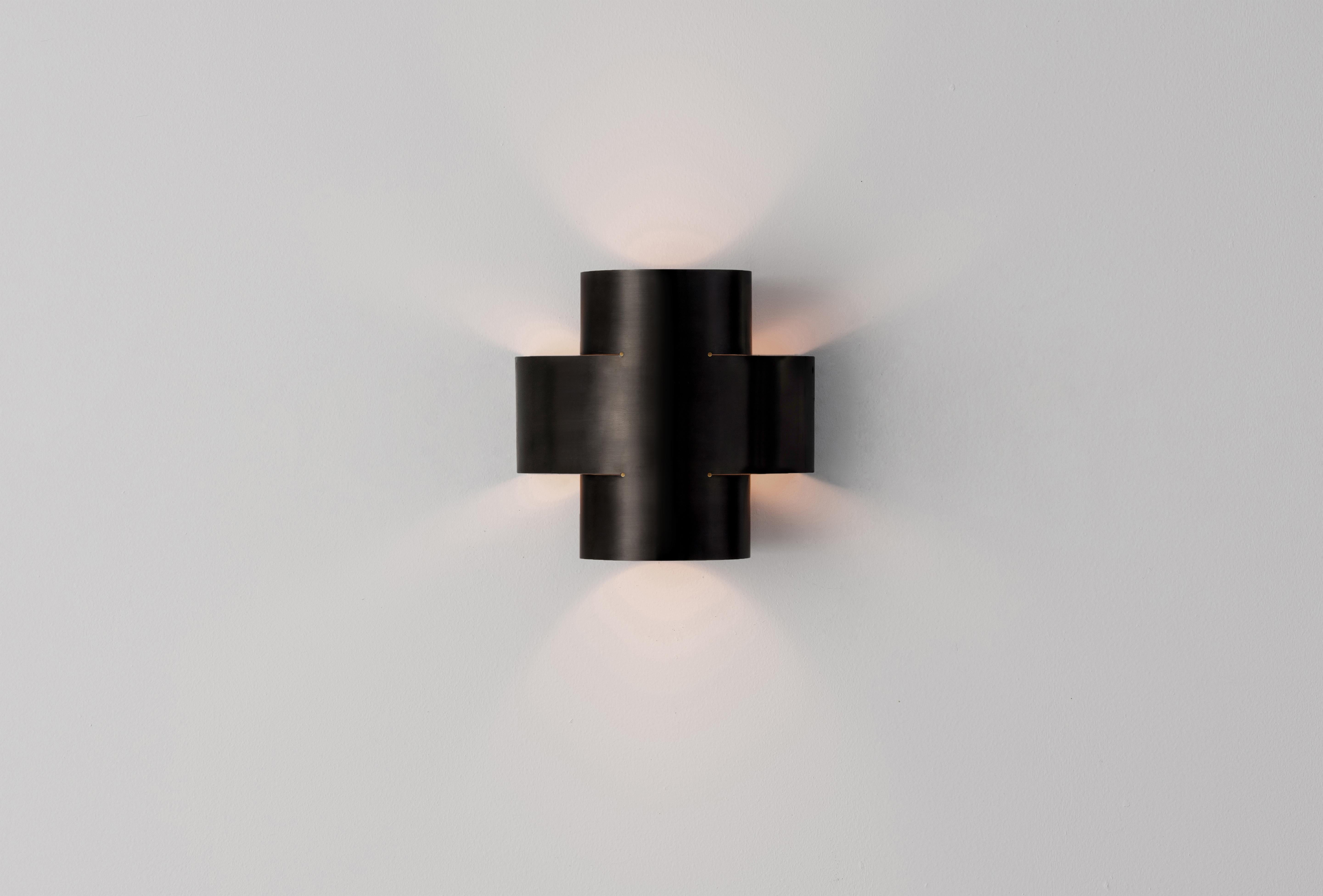 Burnt brass plus one small wall lamp by Paul Matter
Dimensions: L 167 mm, H 170 mm, D 104 mm
1 Type E27 Base, 3W - 5W LED
Warm White, Voltage 220-240V
CE Certified
Dimmable upon request
Materials: Brass

Finished in burnt, aged, buffed brass