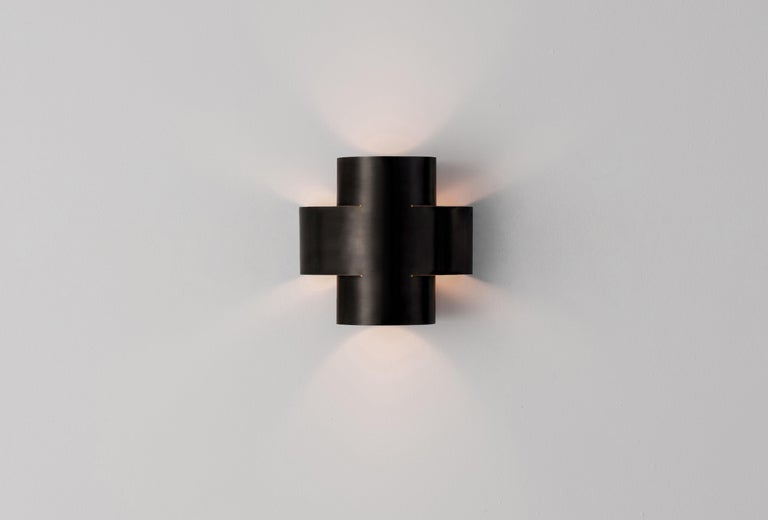 Burnt brass plus one small wall lamp by Paul Matter
Dimensions: L 167 mm, H 170 mm, D 104 mm
1 Type E27 Base, 3W - 5W LED
Warm White, Voltage 220-240V
CE Certified
Dimmable upon request
Materials: Brass

Finished in burnt, aged, buffed brass