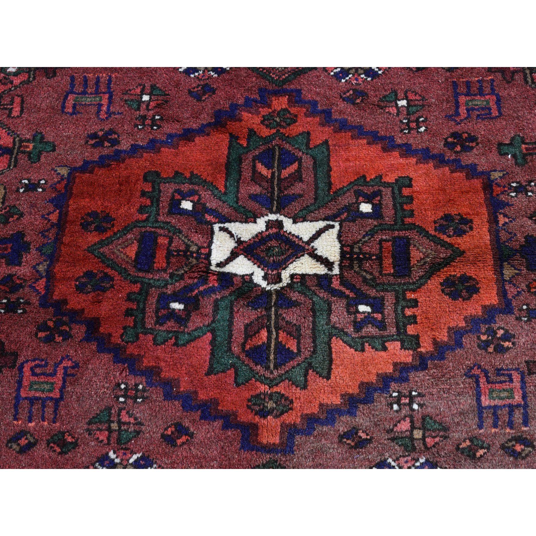 Hand-Knotted Burnt Brick Color Vintage Persian Hamadan Excellent Cond Wool Hand Knotted Rug For Sale
