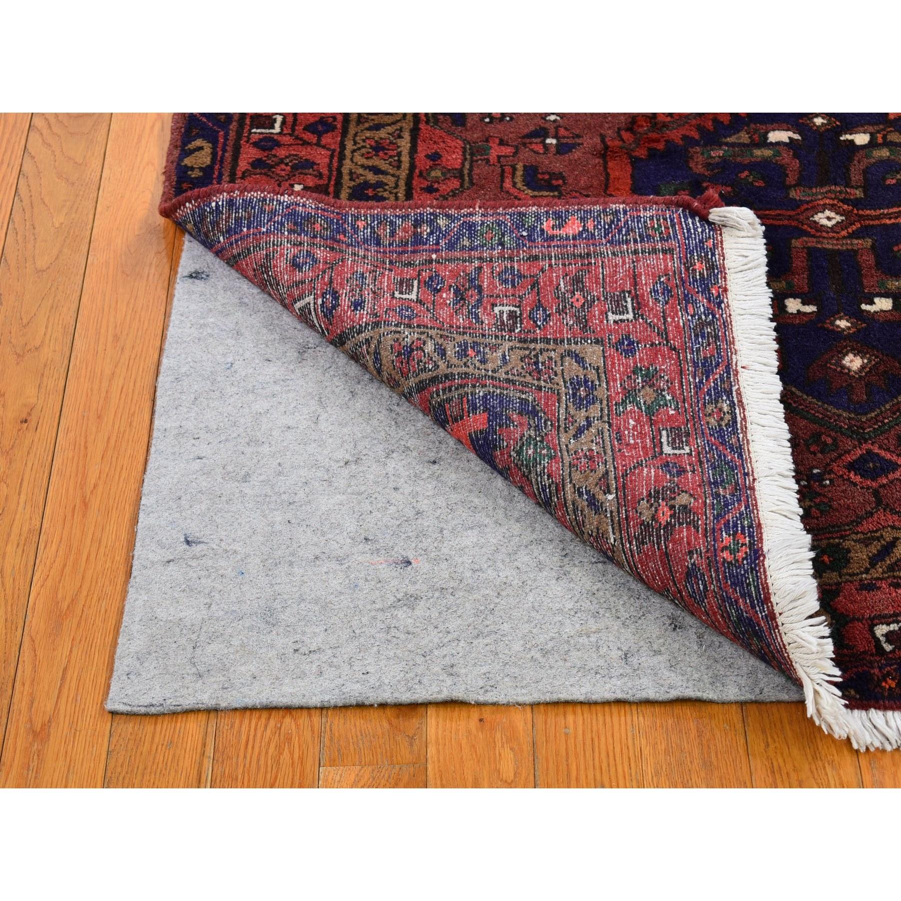 Burnt Brick Color Vintage Persian Hamadan Excellent Cond Wool Hand Knotted Rug In Good Condition For Sale In Carlstadt, NJ