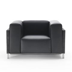 Burnt Cedar Square Armchair with Black Genuine Leather