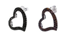 Burnt Color Diamond and Black Color Diamond Natural Earring