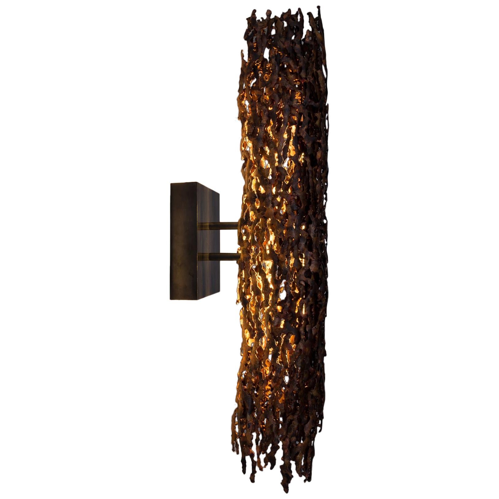 Burnt Copper Form Sconce, Closed Narrow Form For Sale