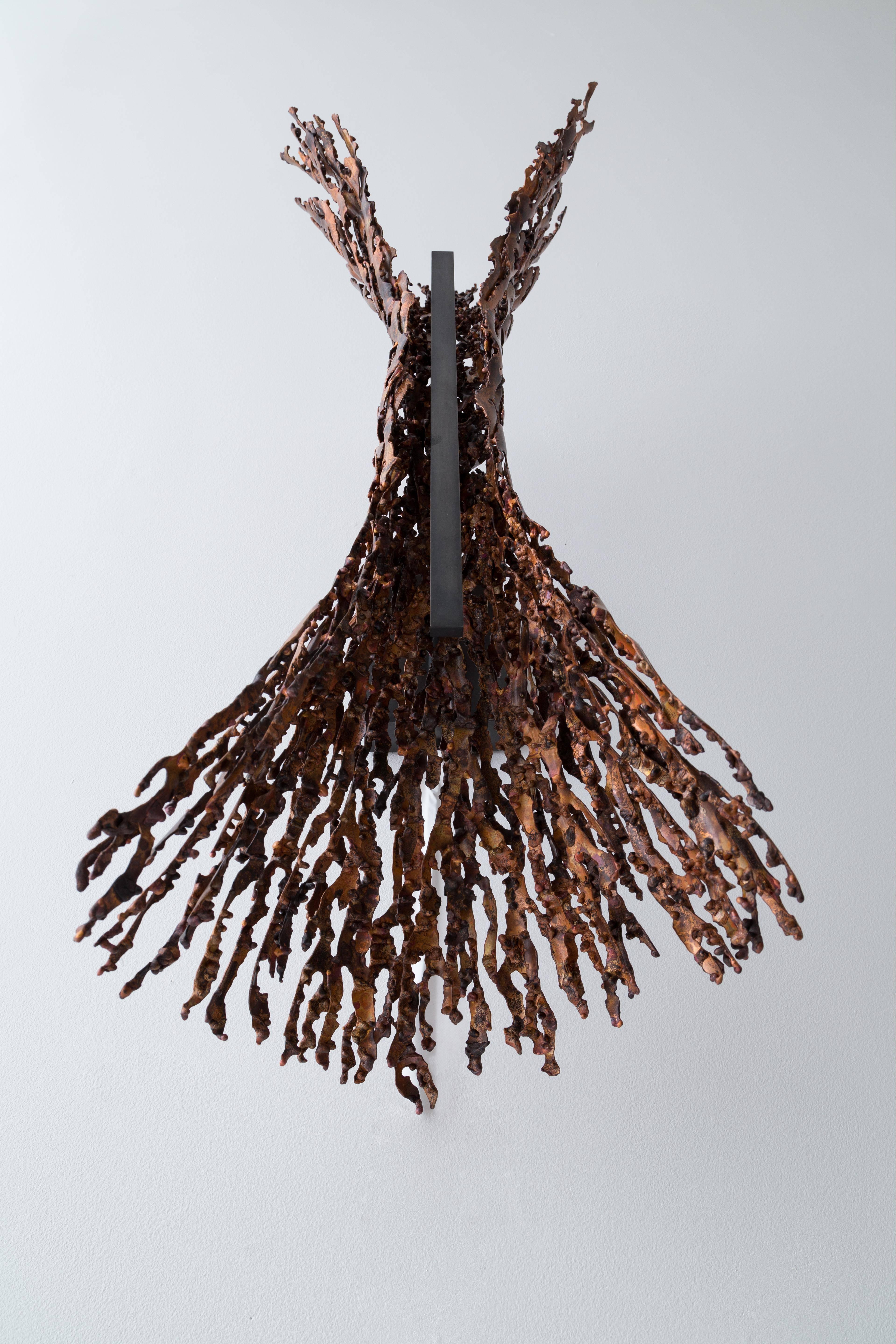 Burnt Copper Form Sconce, Spreading, Wall Sculpture For Sale 5
