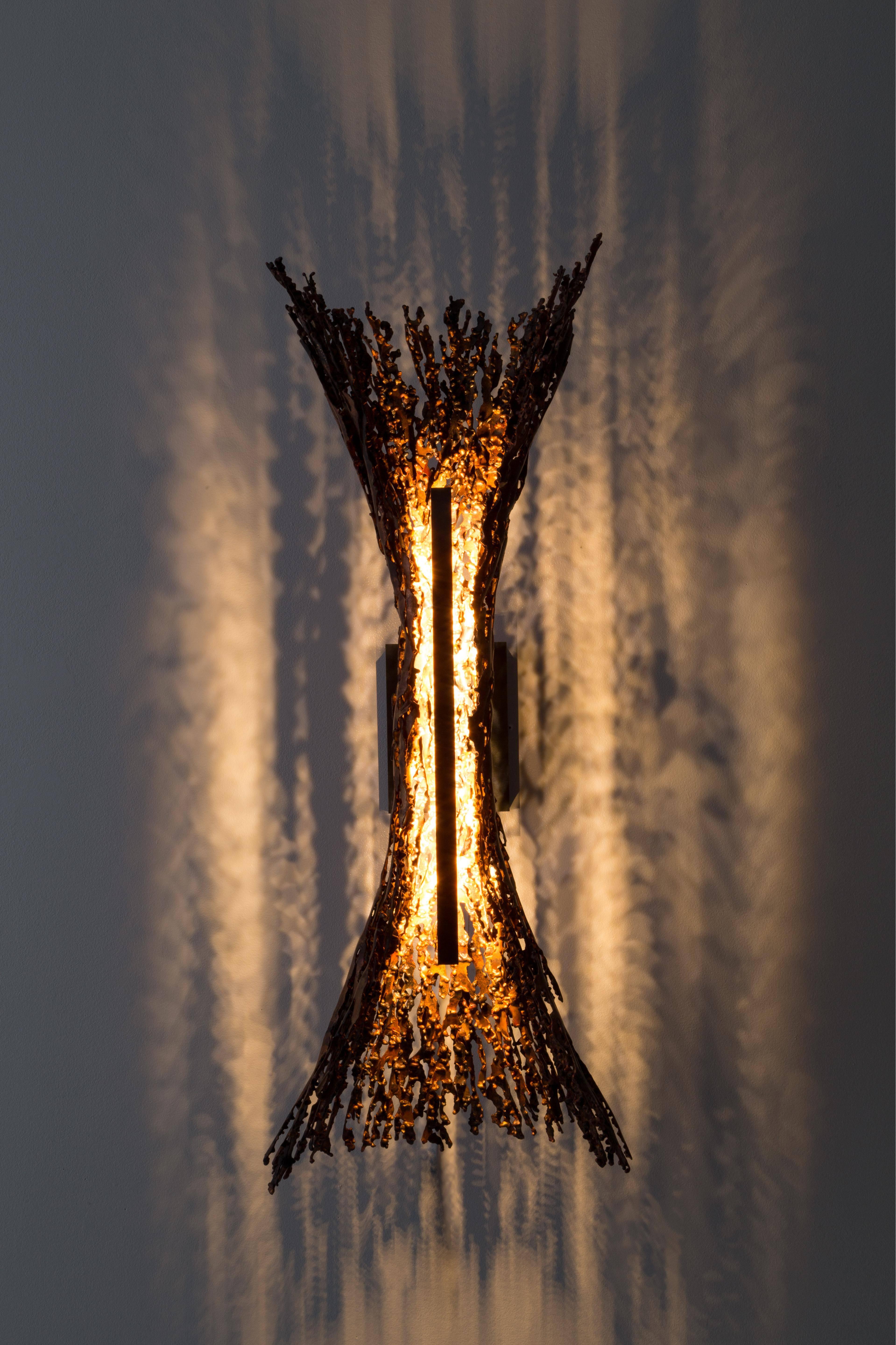 American Burnt Copper Form Sconce, Spreading, Wall Sculpture For Sale