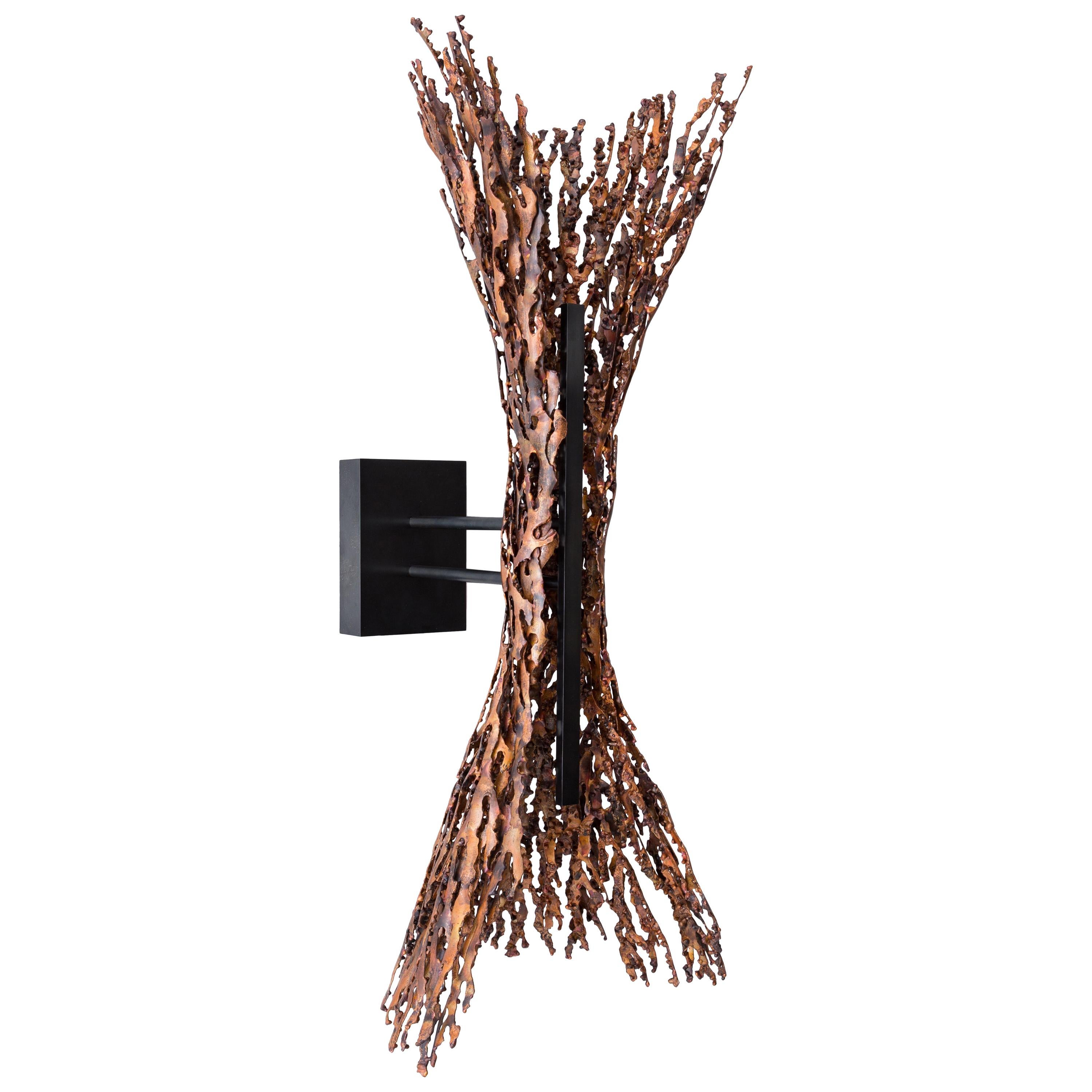 Burnt Copper Form Sconce, Spreading, Wall Sculpture For Sale