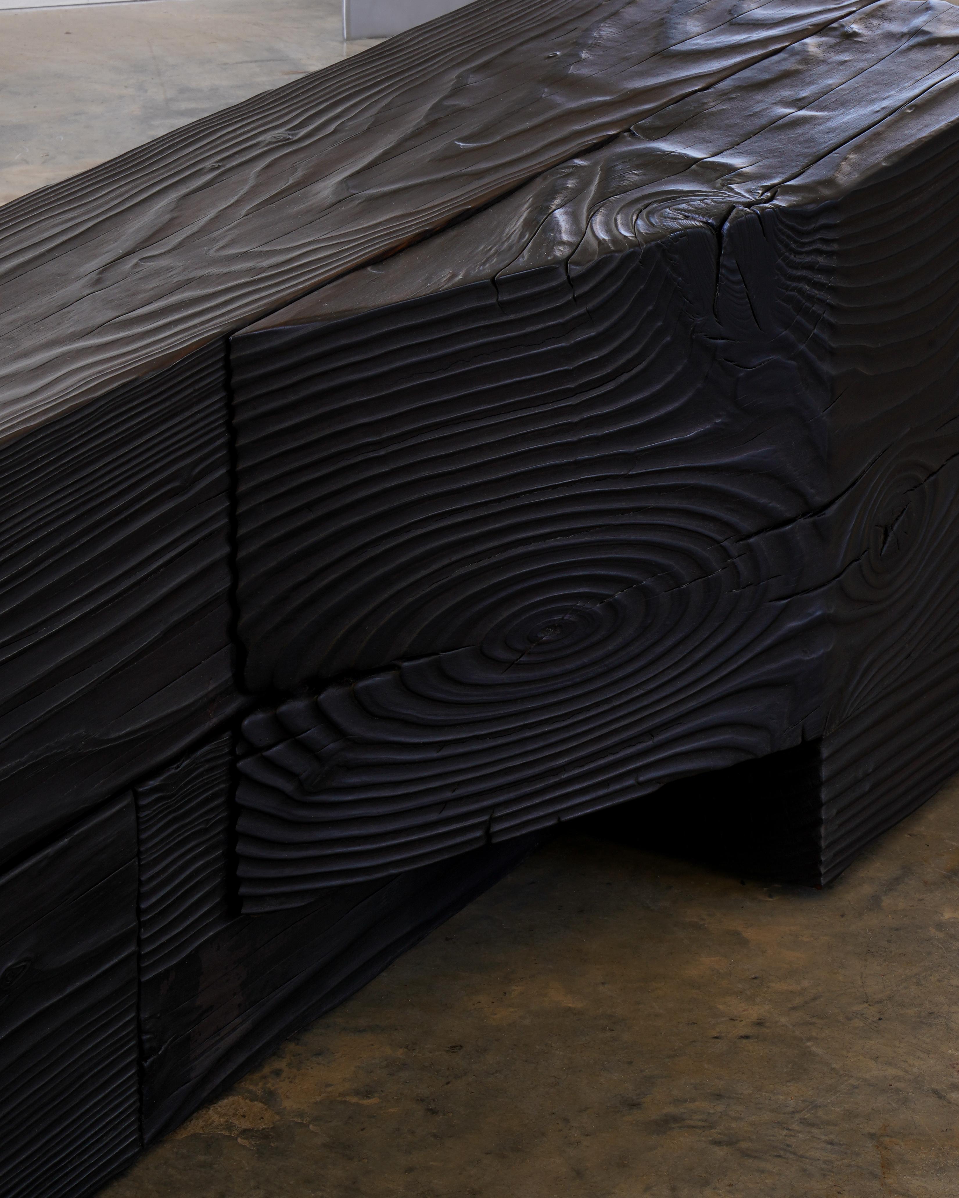 Brutalist Burnt douglas bench by Heim+Viladrich For Sale