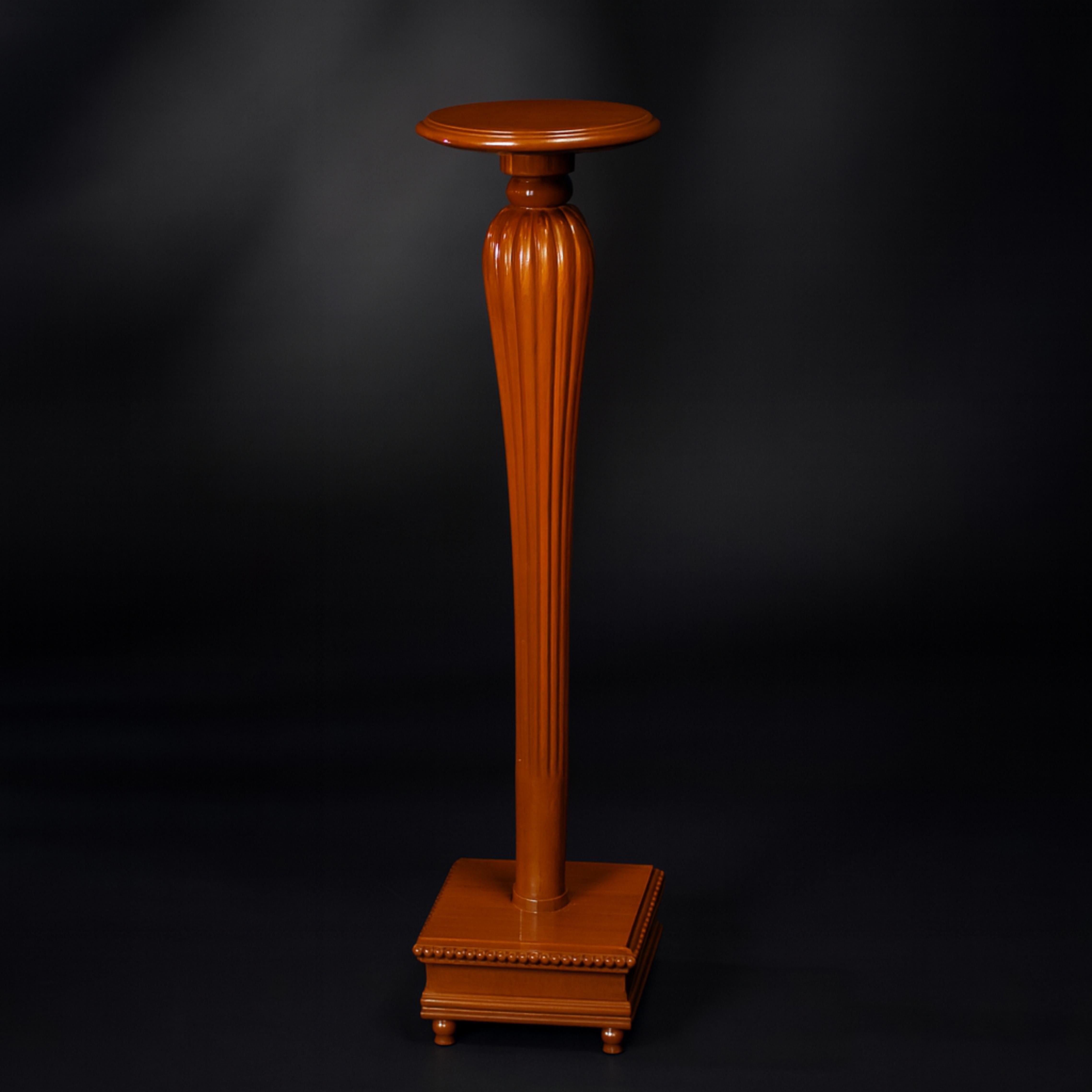 Neoclassical Burnt Ochre Color Classical Wooden Column Pedestal, 20th Century For Sale