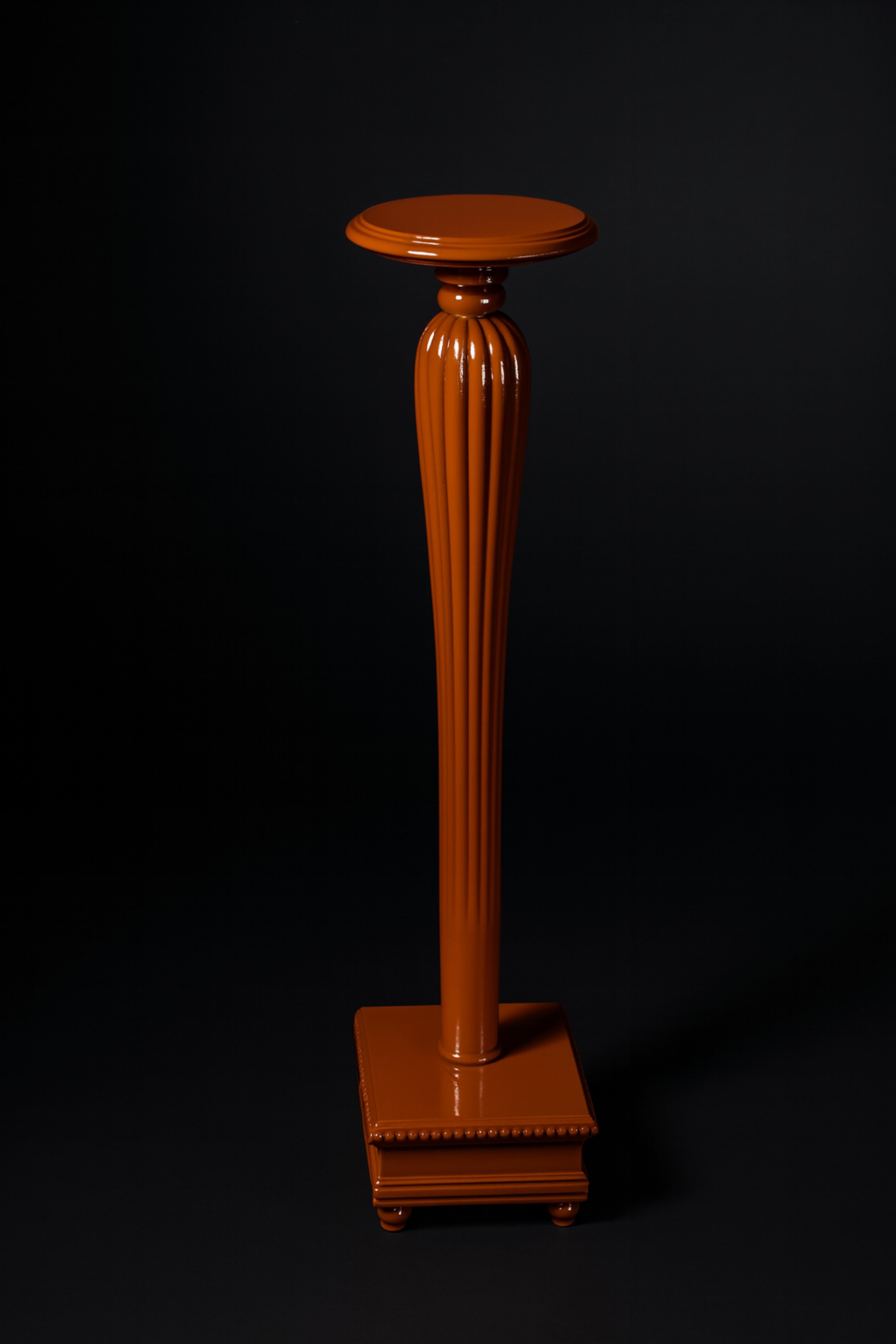 Italian Burnt Ochre Color Classical Wooden Column Pedestal, 20th Century For Sale
