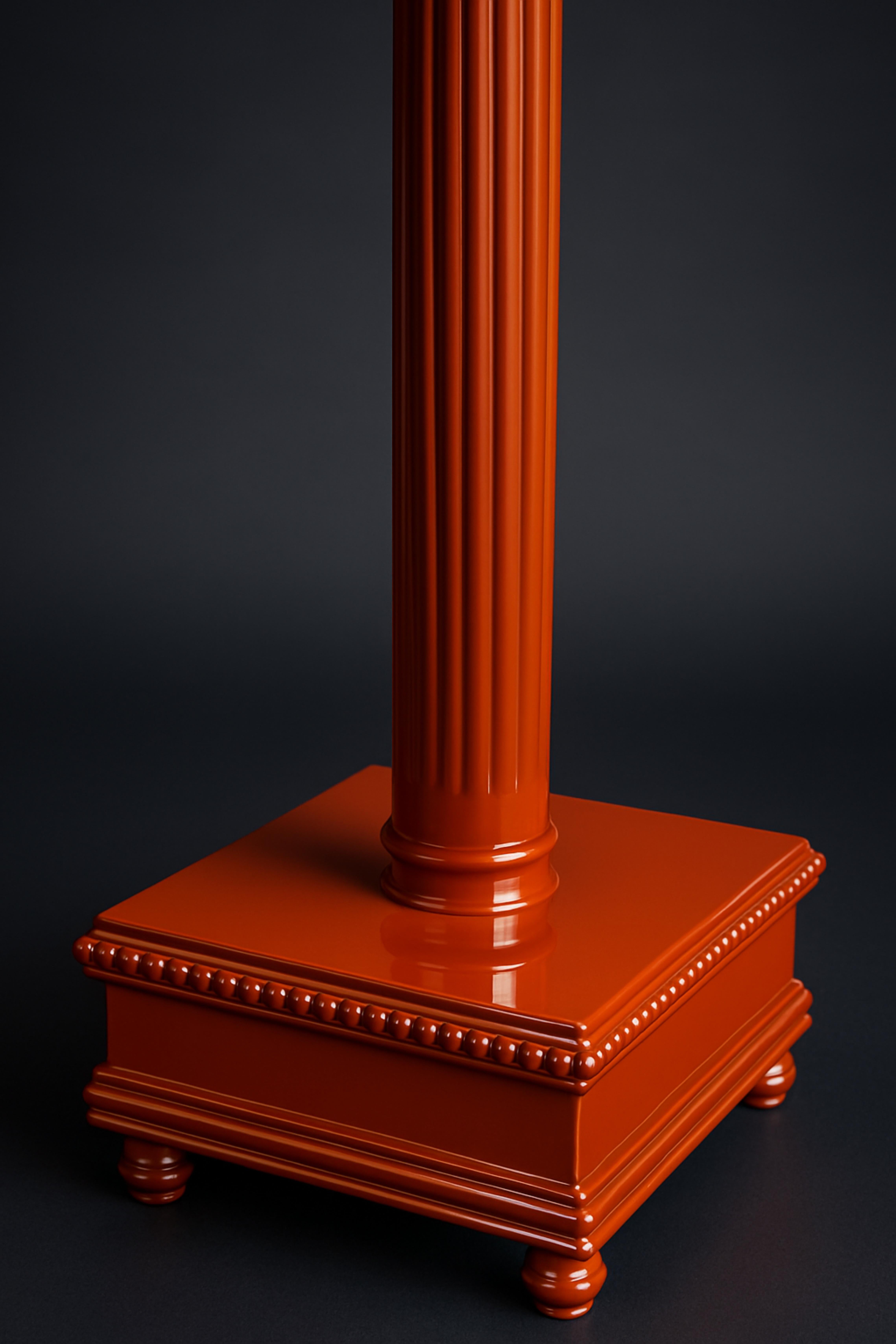 Burnt Ochre Color Classical Wooden Column Pedestal, 20th Century For Sale 2
