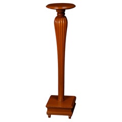 Burnt Ochre Color Classical Wooden Column Pedestal, 20th Century