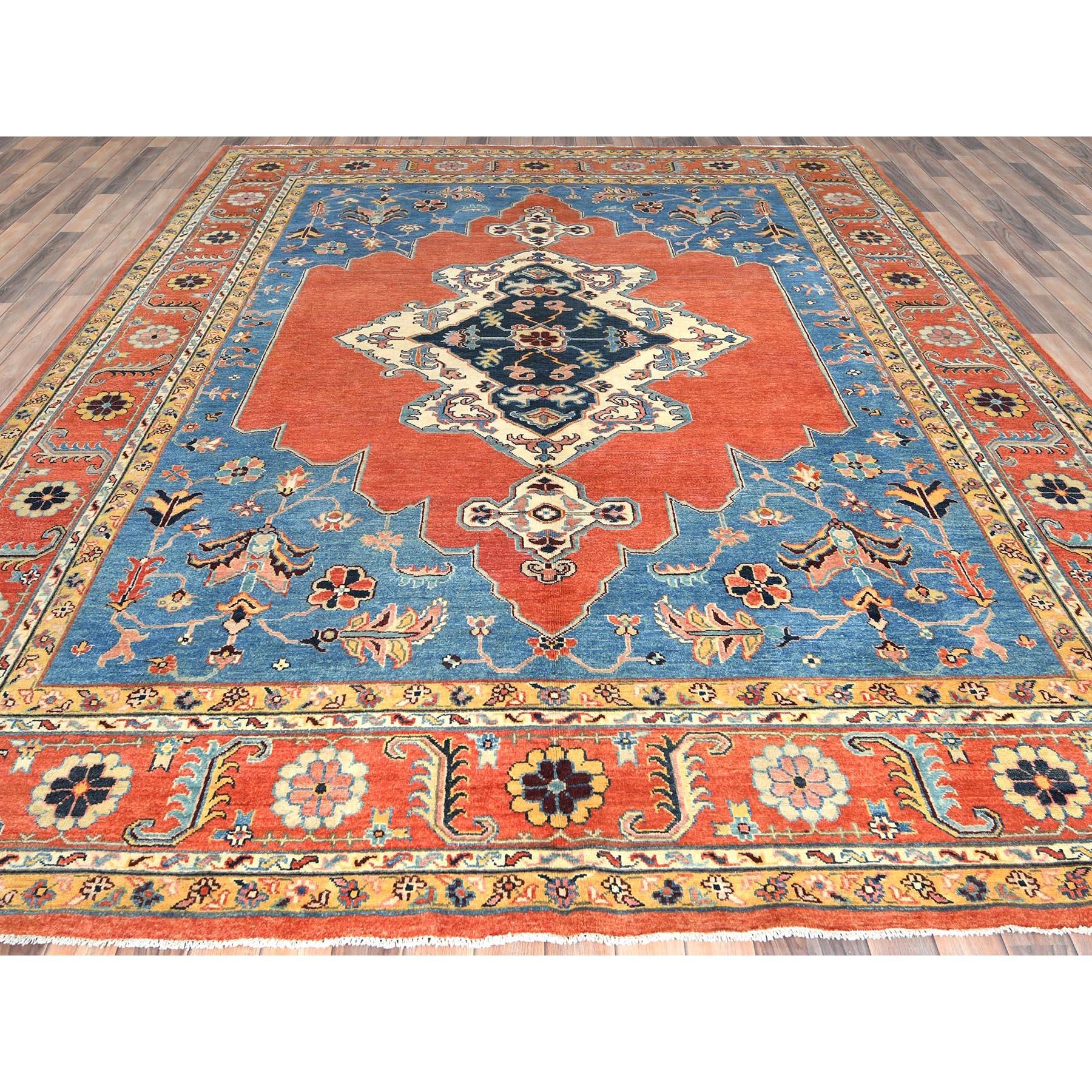 Handgeknüpfter Afghanischer Teppich aus Wolle in gebranntem Orange mit Bakshaish-Design 9'1