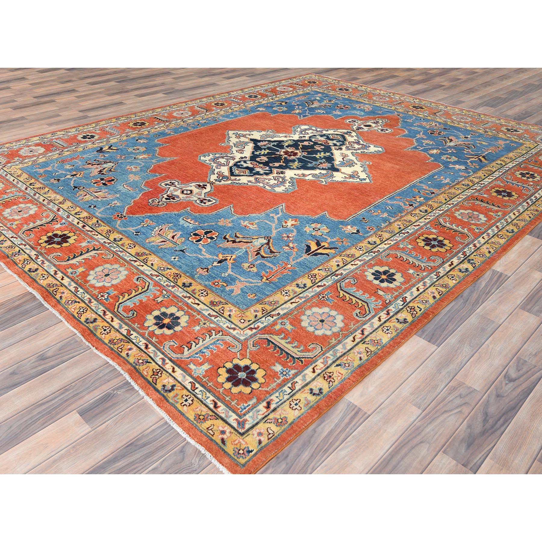 Handgeknüpfter Afghanischer Teppich aus Wolle in gebranntem Orange mit Bakshaish-Design 9'1