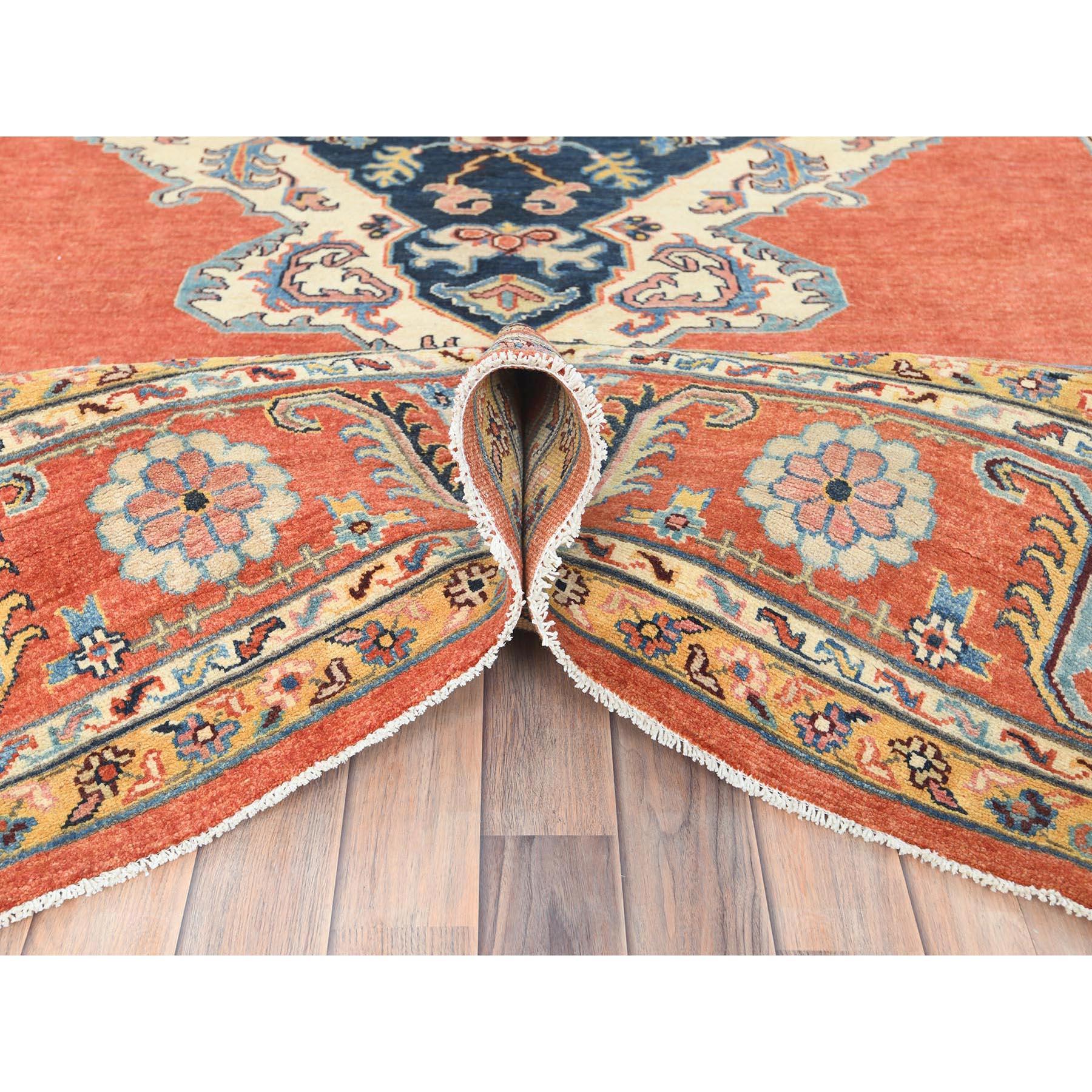 Handgeknüpfter Afghanischer Teppich aus Wolle in gebranntem Orange mit Bakshaish-Design 9'1