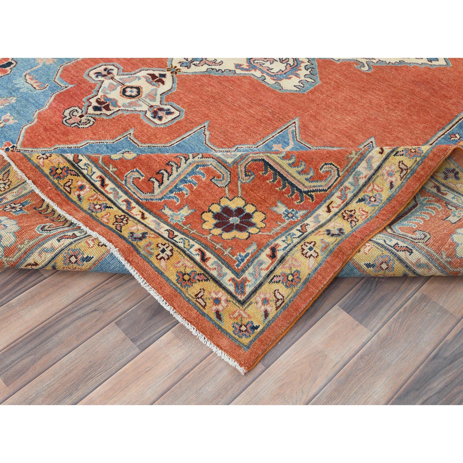 Handgeknüpfter Afghanischer Teppich aus Wolle in gebranntem Orange mit Bakshaish-Design 9'1