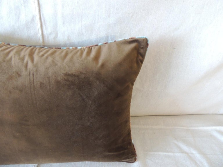 Burnt Orange and Aqua Velvet Modern Bolster Decorative Pillow at 1stDibs