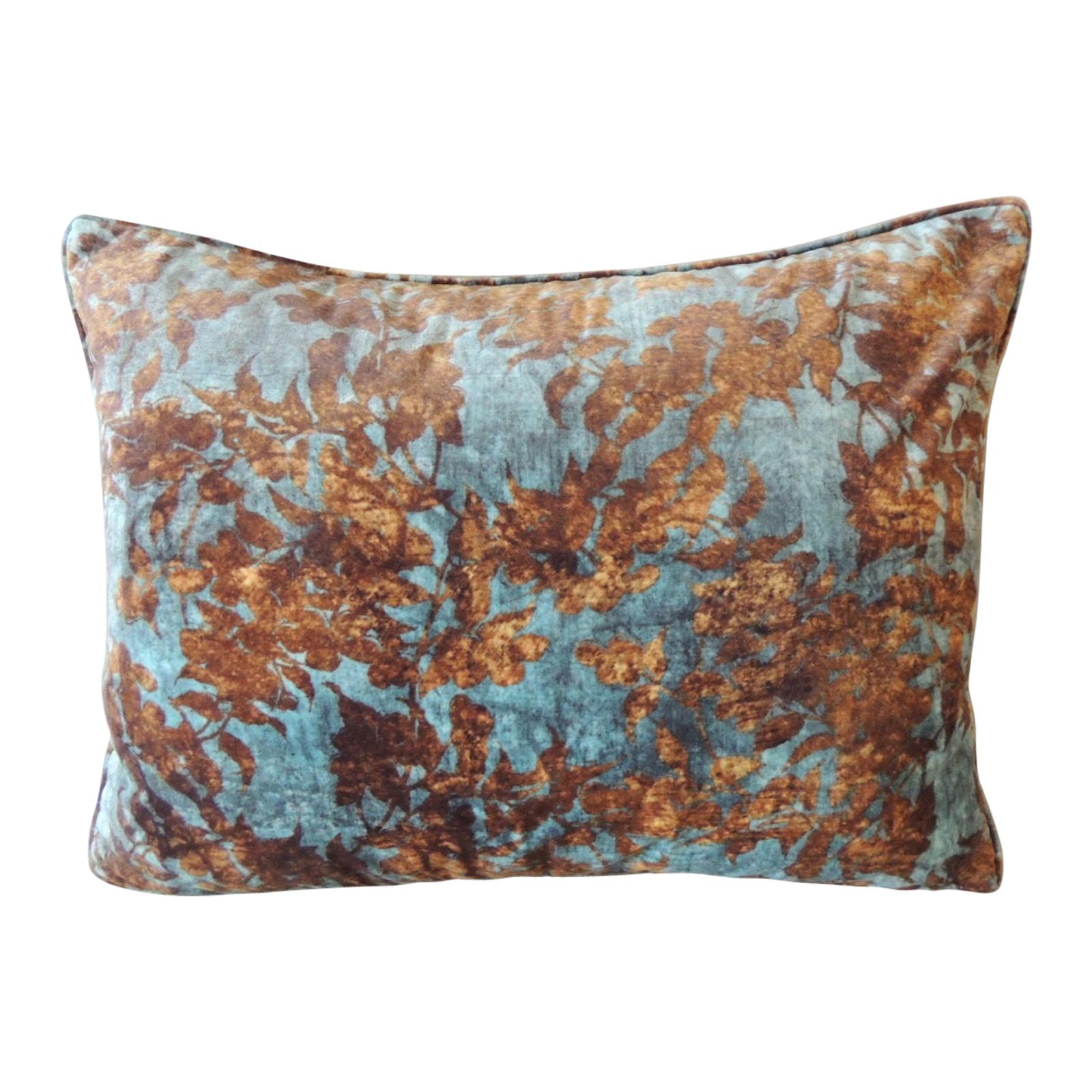 Burnt Orange and Aqua Velvet Modern Bolster Decorative Pillow