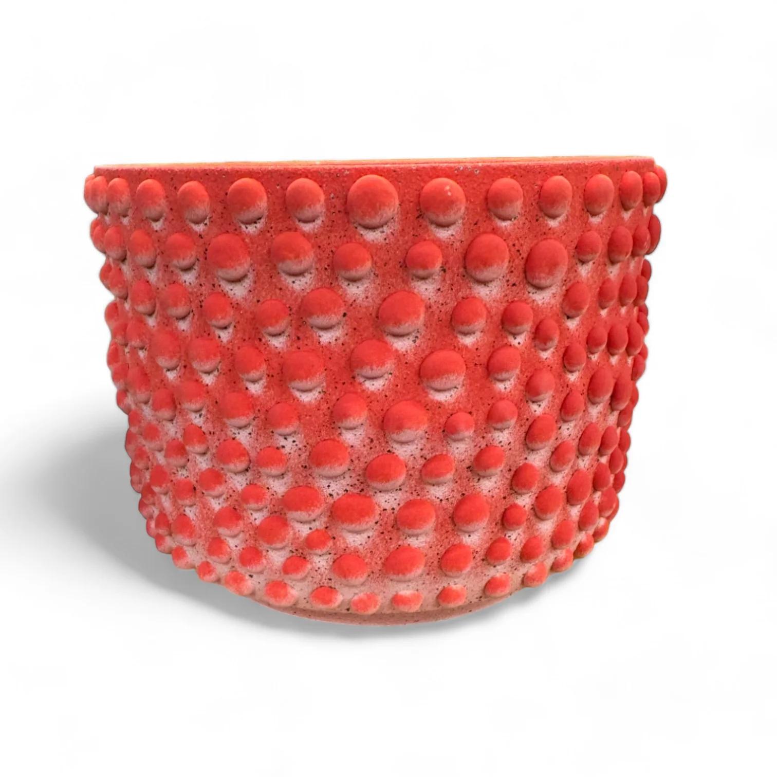 American Burnt Orange and Red Organic Dot Ombre Planter For Sale