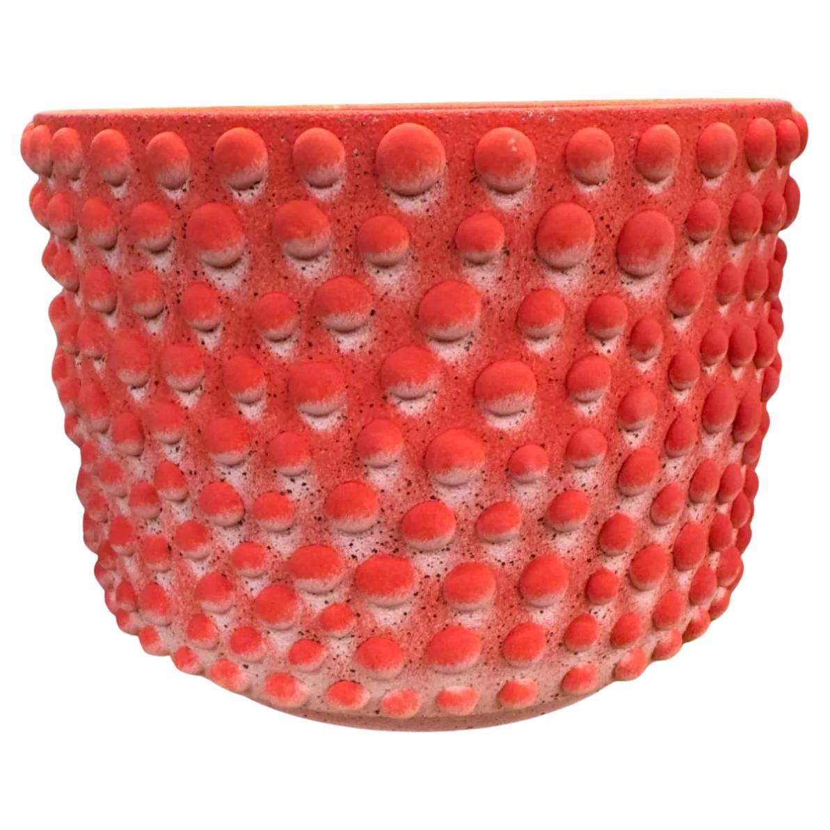 Burnt Orange and Red Organic Dot Ombre Planter For Sale