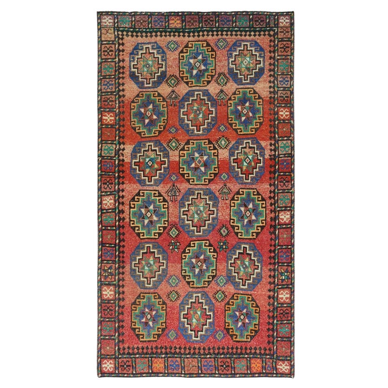 Burnt Orange Distressed Look Worn Wool Hand Knotted Vintage Persian