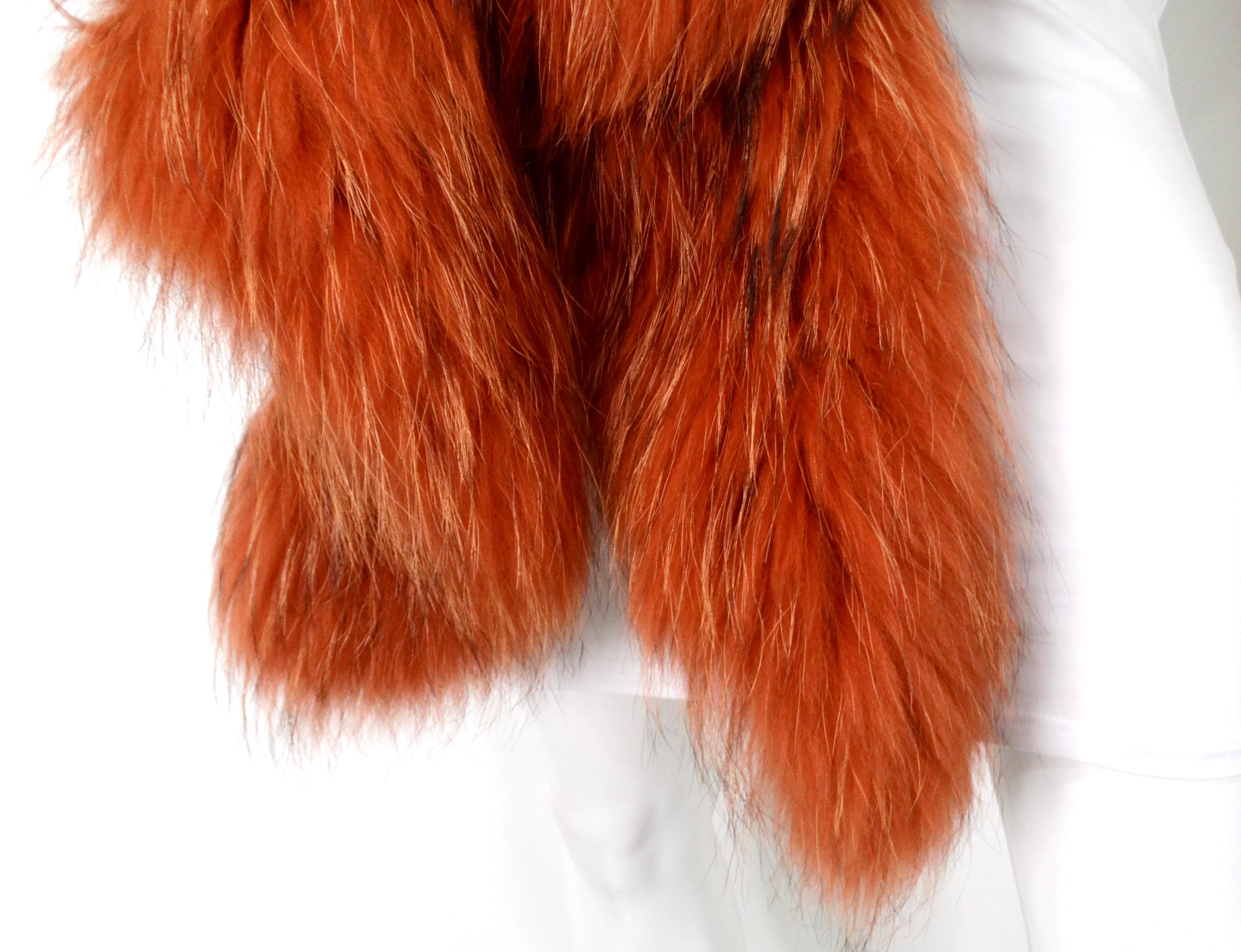 Orange Châle étole en fourrure de renard orange brûlé circa 1980 en vente