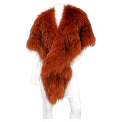 Burnt Orange Fox Fur Stole Shawl circa 1980s