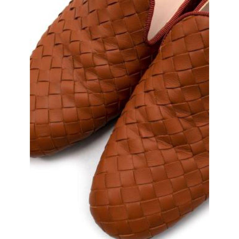 Women's Burnt orange Intrecciato leather loafers For Sale