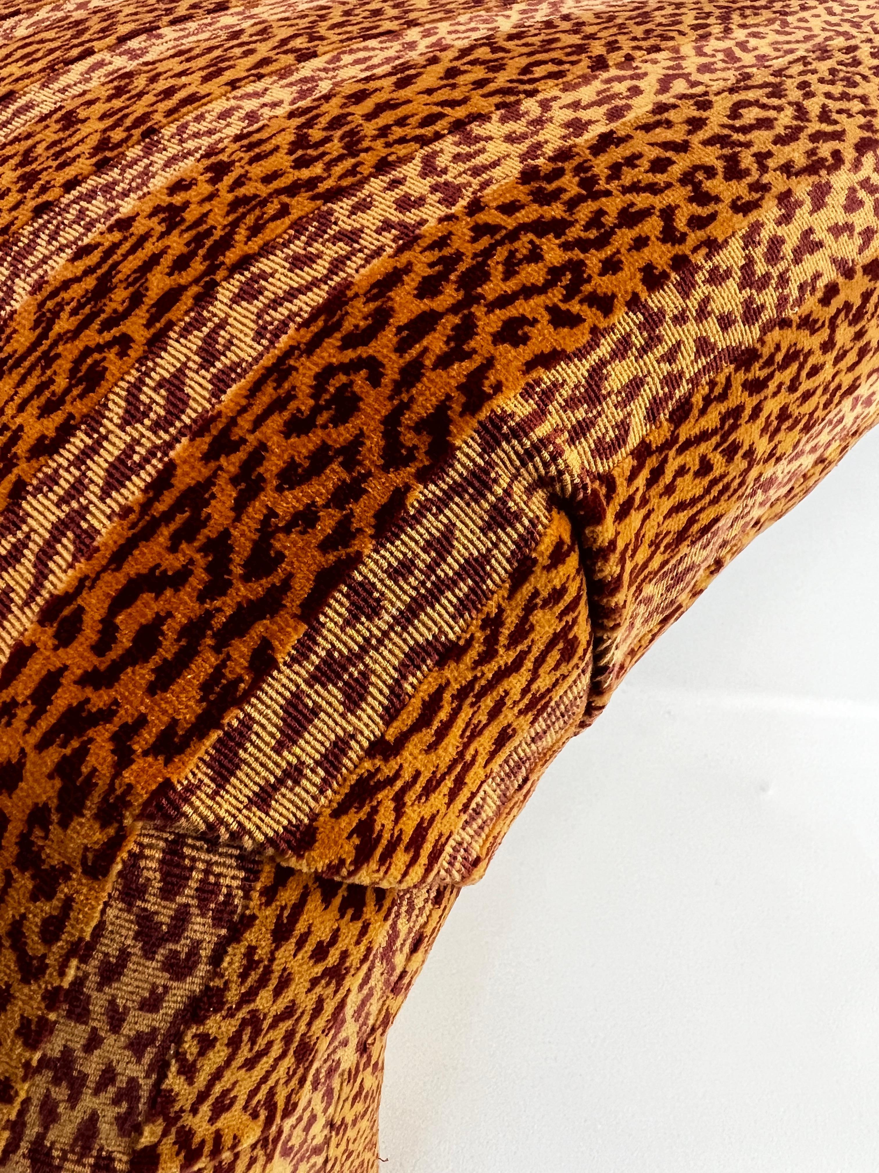 Hand-Crafted Burnt Orange Leopard Print Waterfall Bench by Steve Chase 