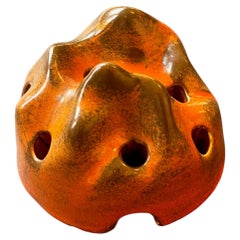 Burnt Orange Mid-Century Studio Ceramic Flower Frog, Sweden ca. 1965