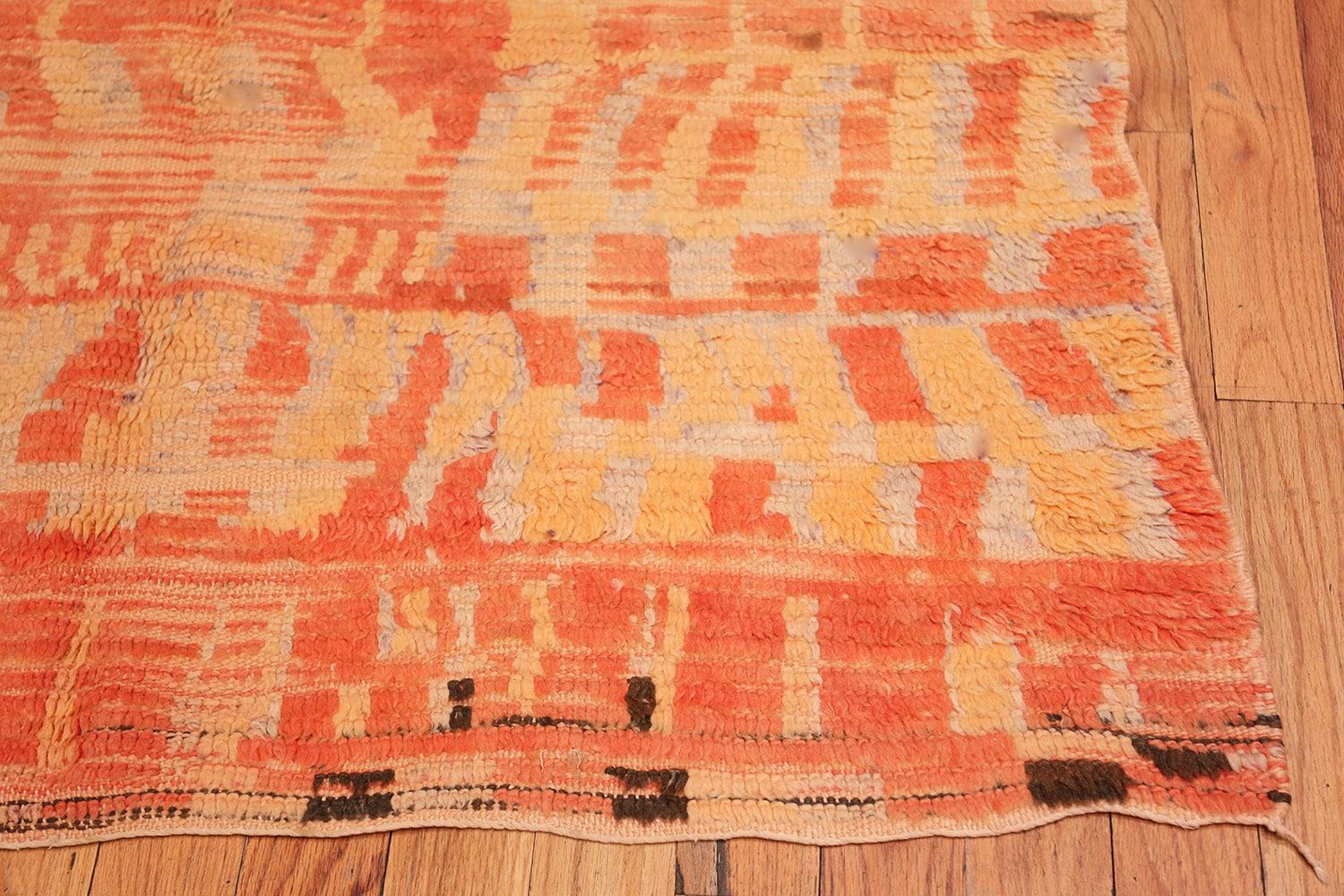Small Beautiful Burnt Orange Color Shaggy Vintage Moroccan Berber Rug, Country of Origin / Rug Type: Moroccan Rugs, Circa Date: 3rd Quarter Of The 20th Century. Size: 4 ft 6 in x 6 ft 6 in (1.37 m x 1.98 m)

