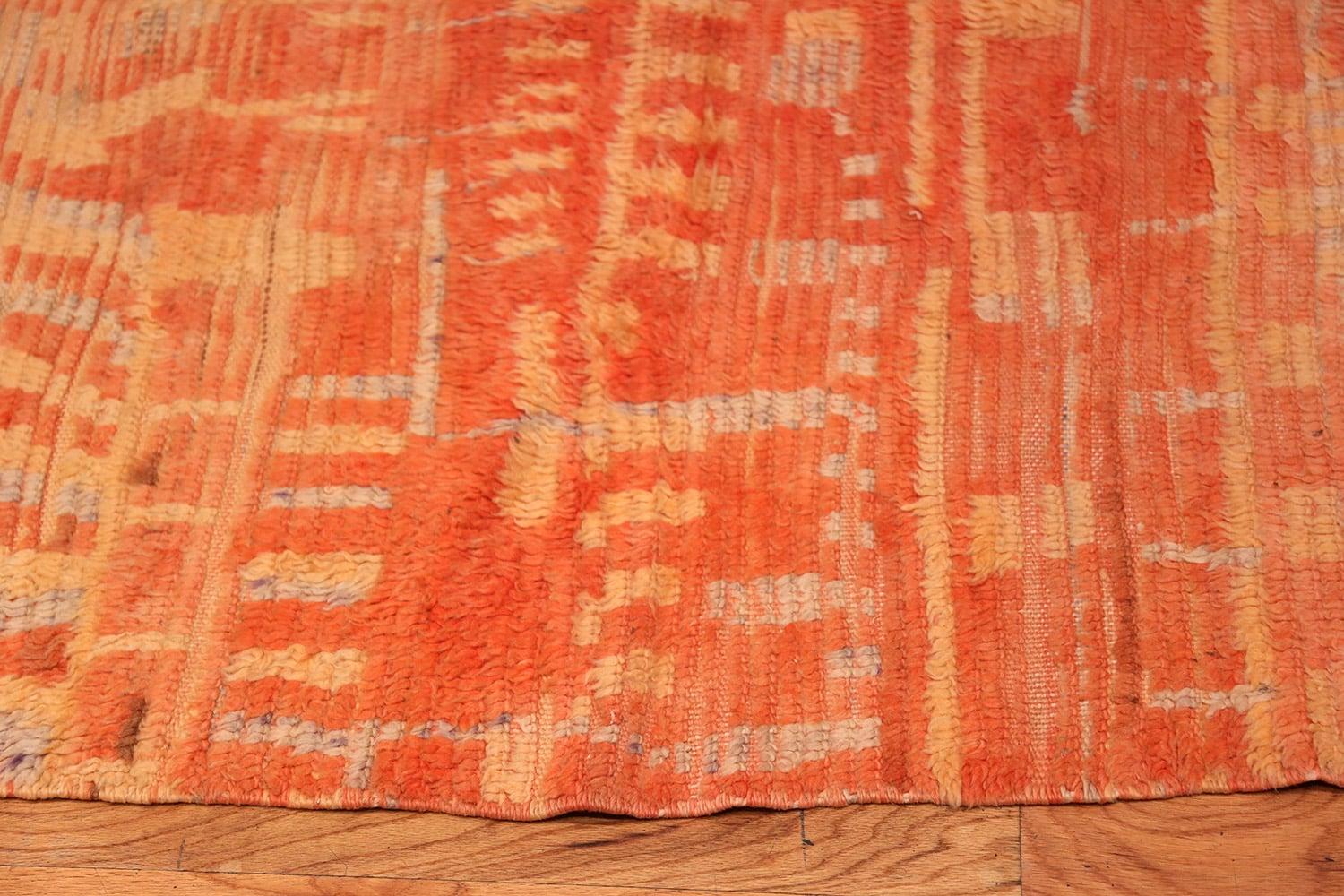 Wool Burnt Orange Shaggy Vintage Moroccan Berber Rug. Size: 4 ft 6 in x 6 ft 6 in