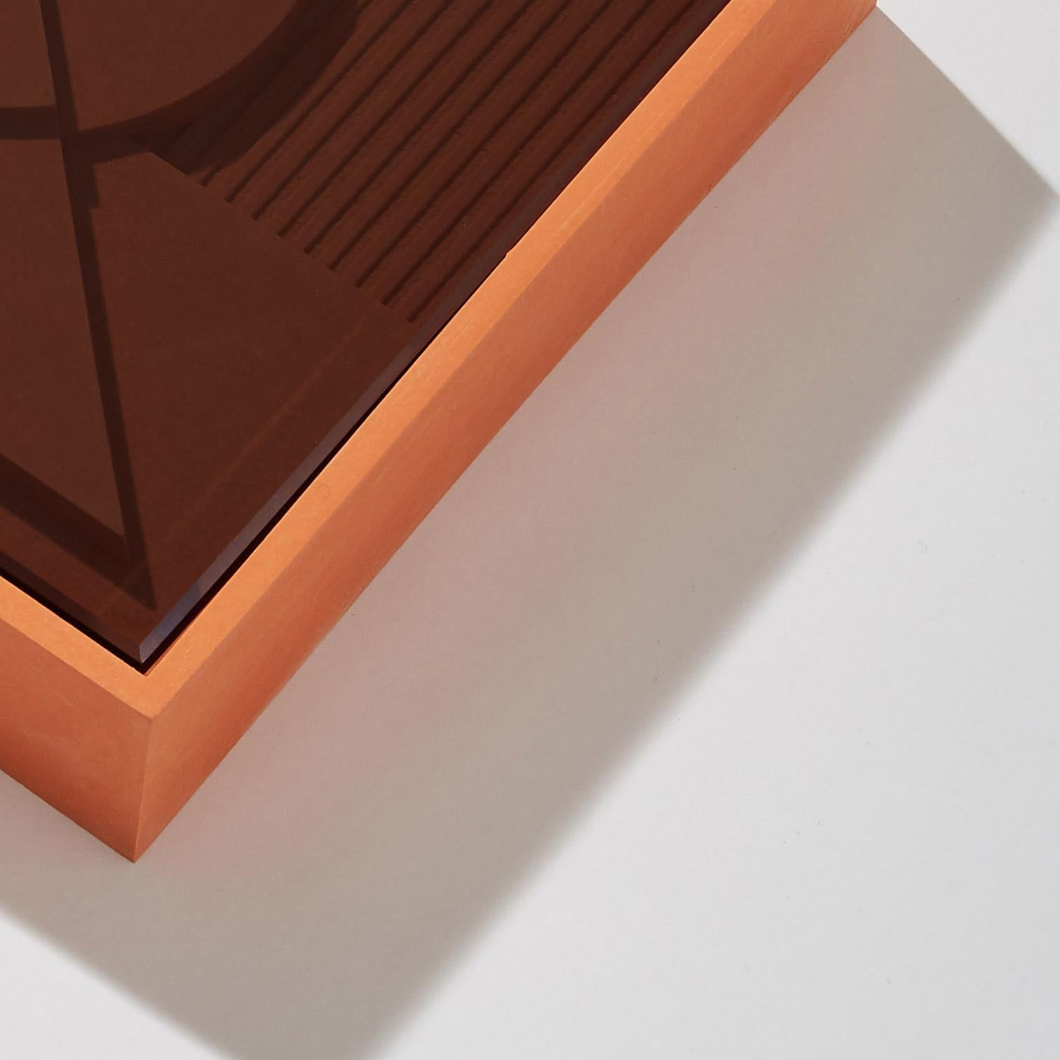 Glass Burnt Orange Square Under the Surface by Theodora Alfredsdottir