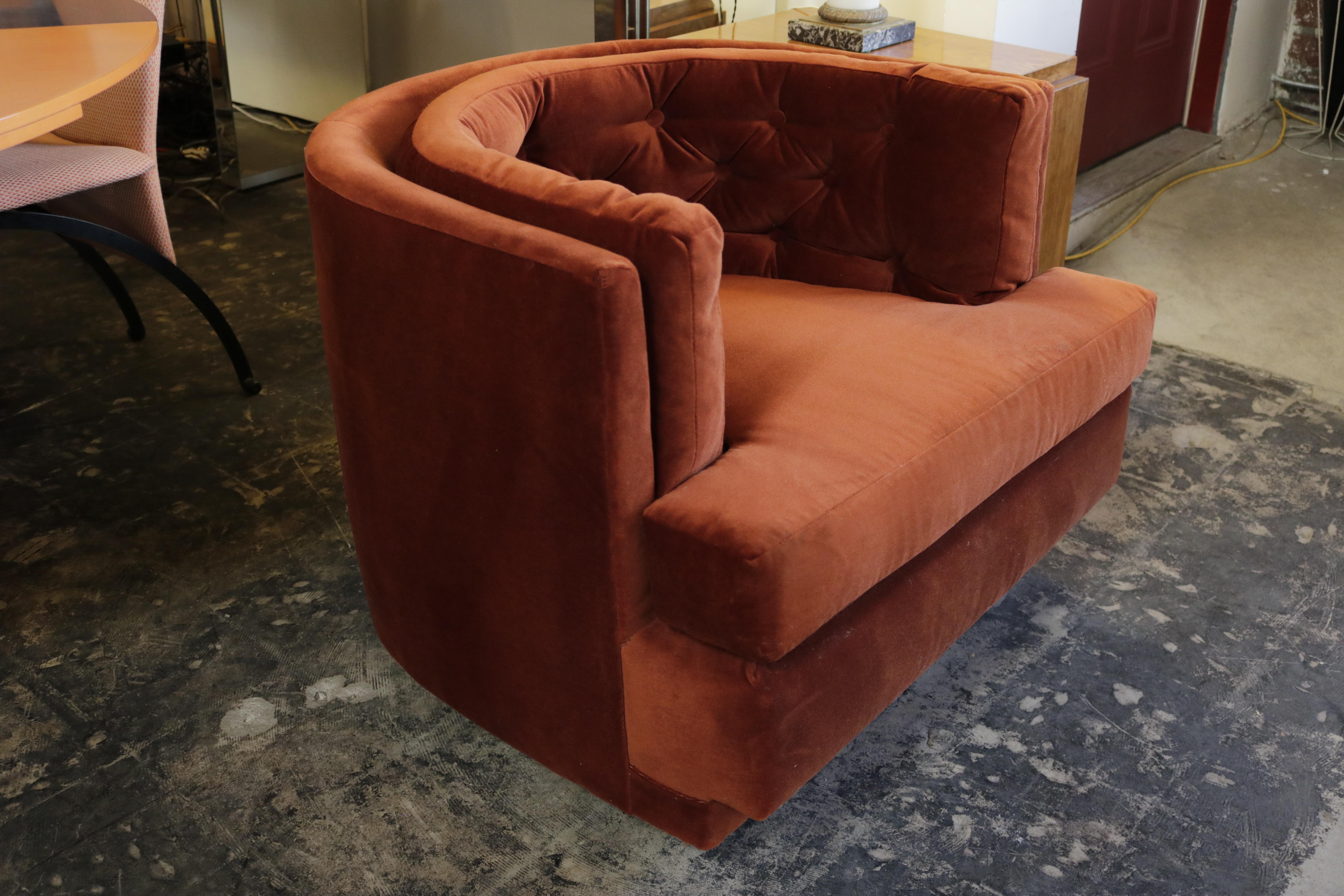 burnt orange swivel chair