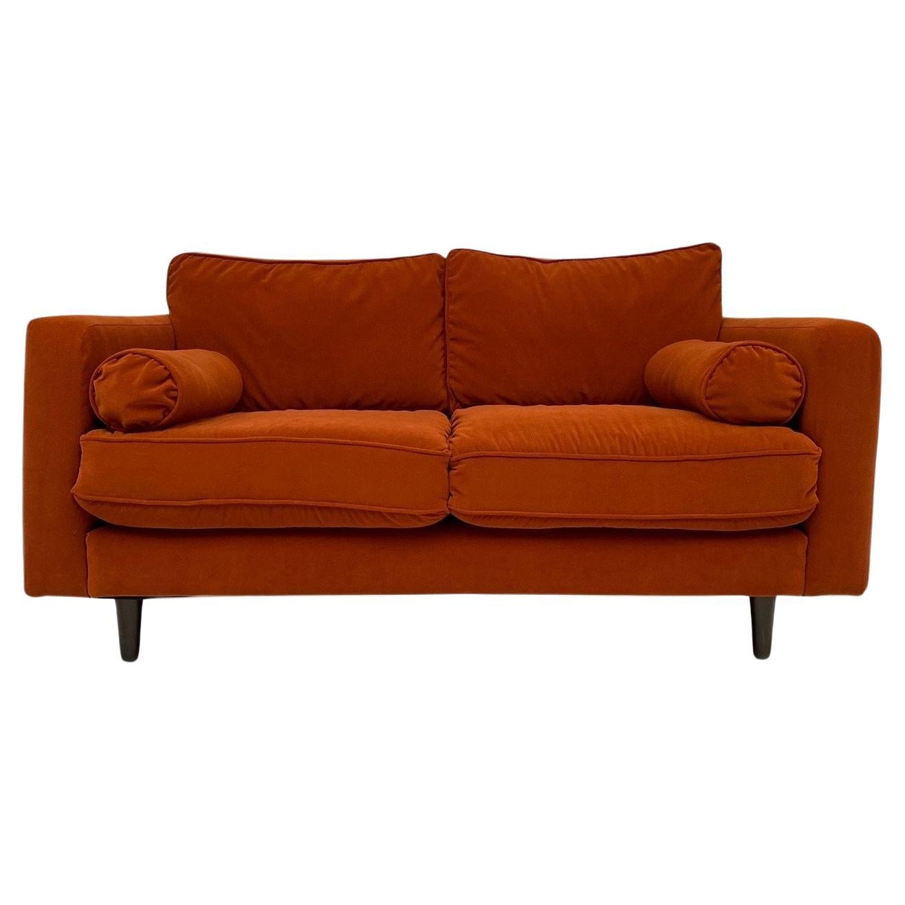 Burnt Orange Leather and Steel Sofa by Maison Jansen at 1stDibs