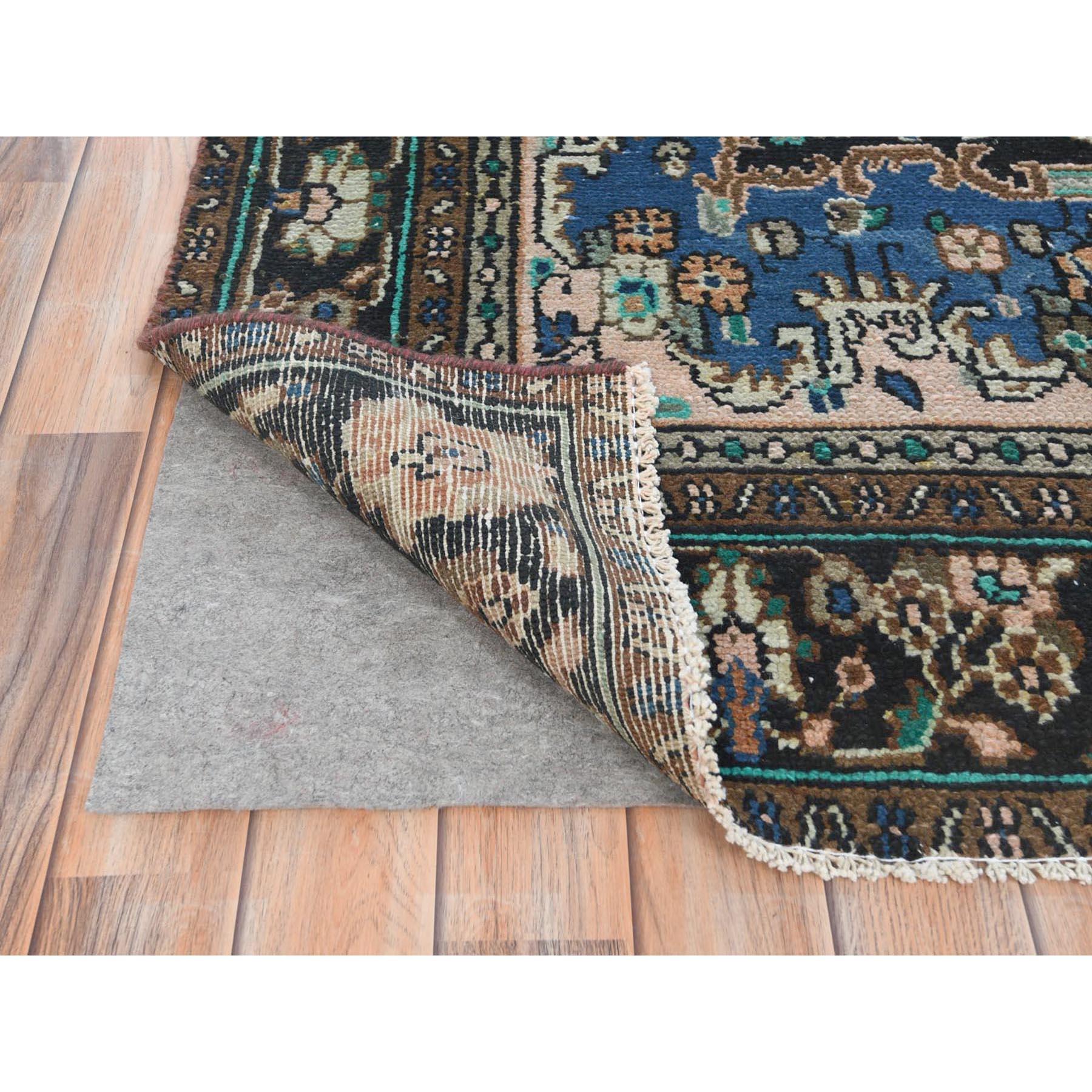 Burnt Orange, Vintage Persian Bibikabad Hand Knotted, Distressed Worn Wool Rug In Good Condition For Sale In Carlstadt, NJ