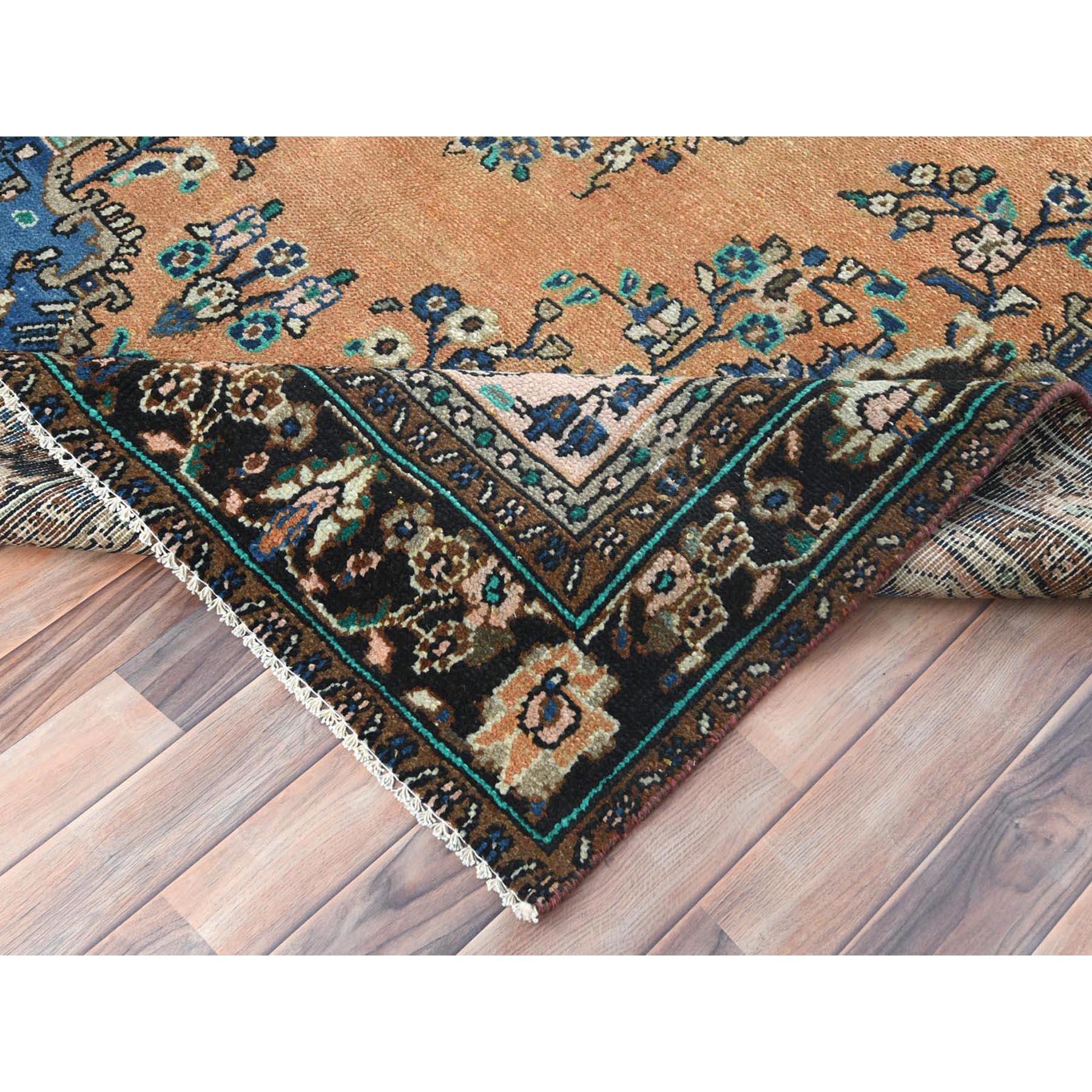 Burnt Orange, Vintage Persian Bibikabad Hand Knotted, Distressed Worn Wool Rug For Sale 1
